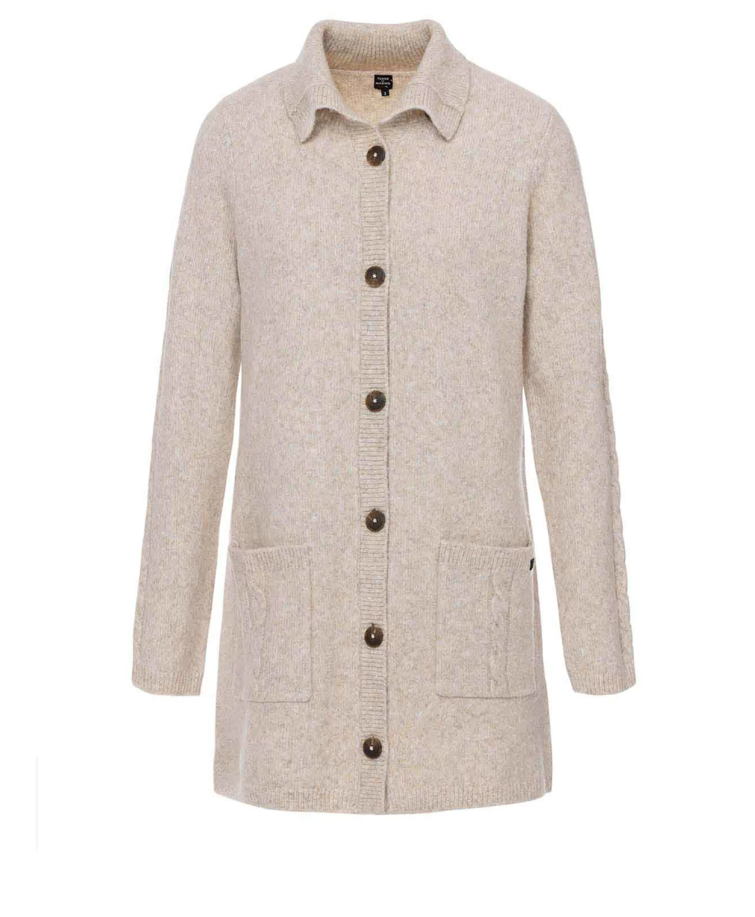 CARDIGAN TRICOT BEIGE CHINE DRAMA*Terre de Marins Online