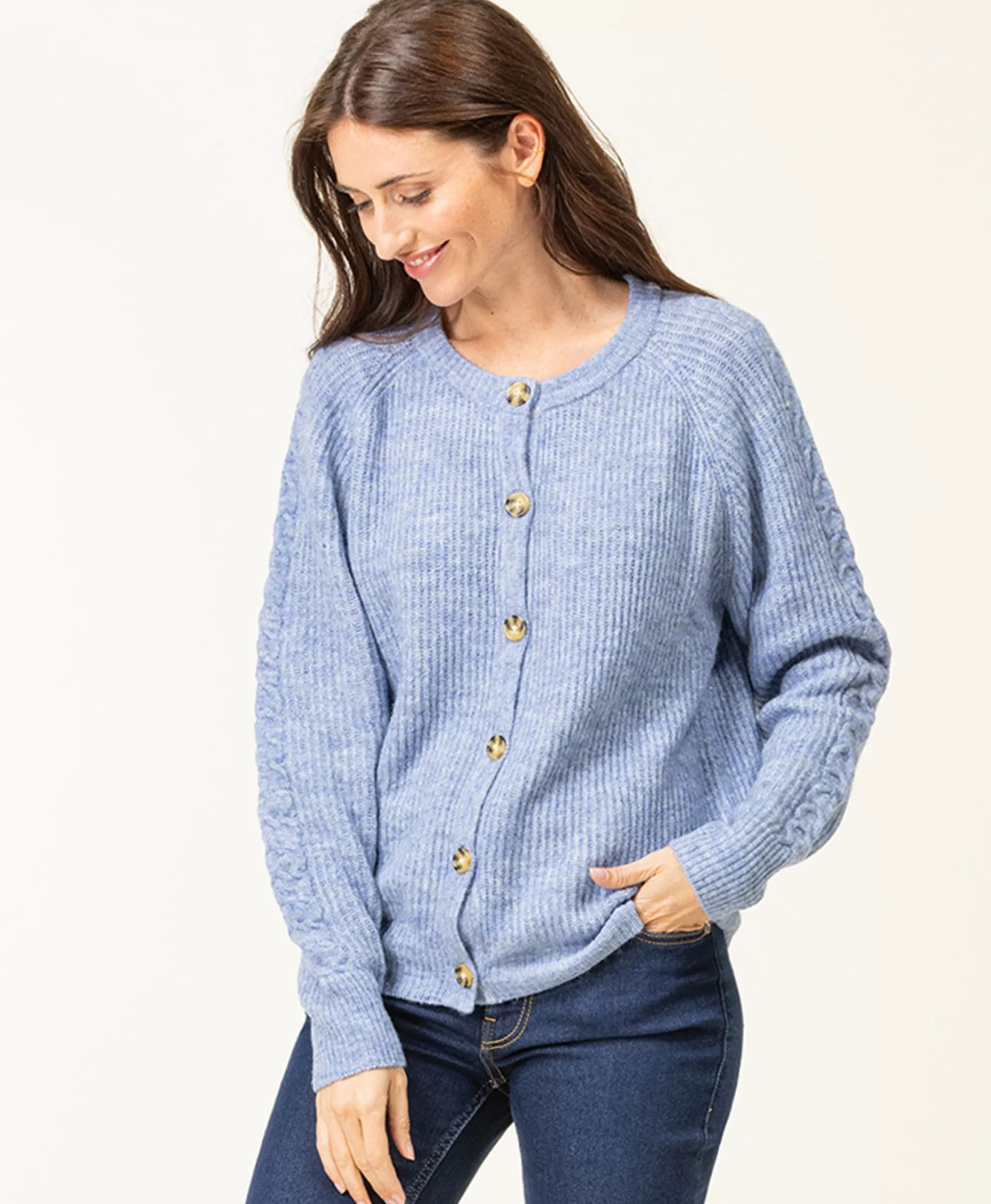 CARDIGAN TRICOT BLEU DELAVE GIPAK*Terre de Marins New