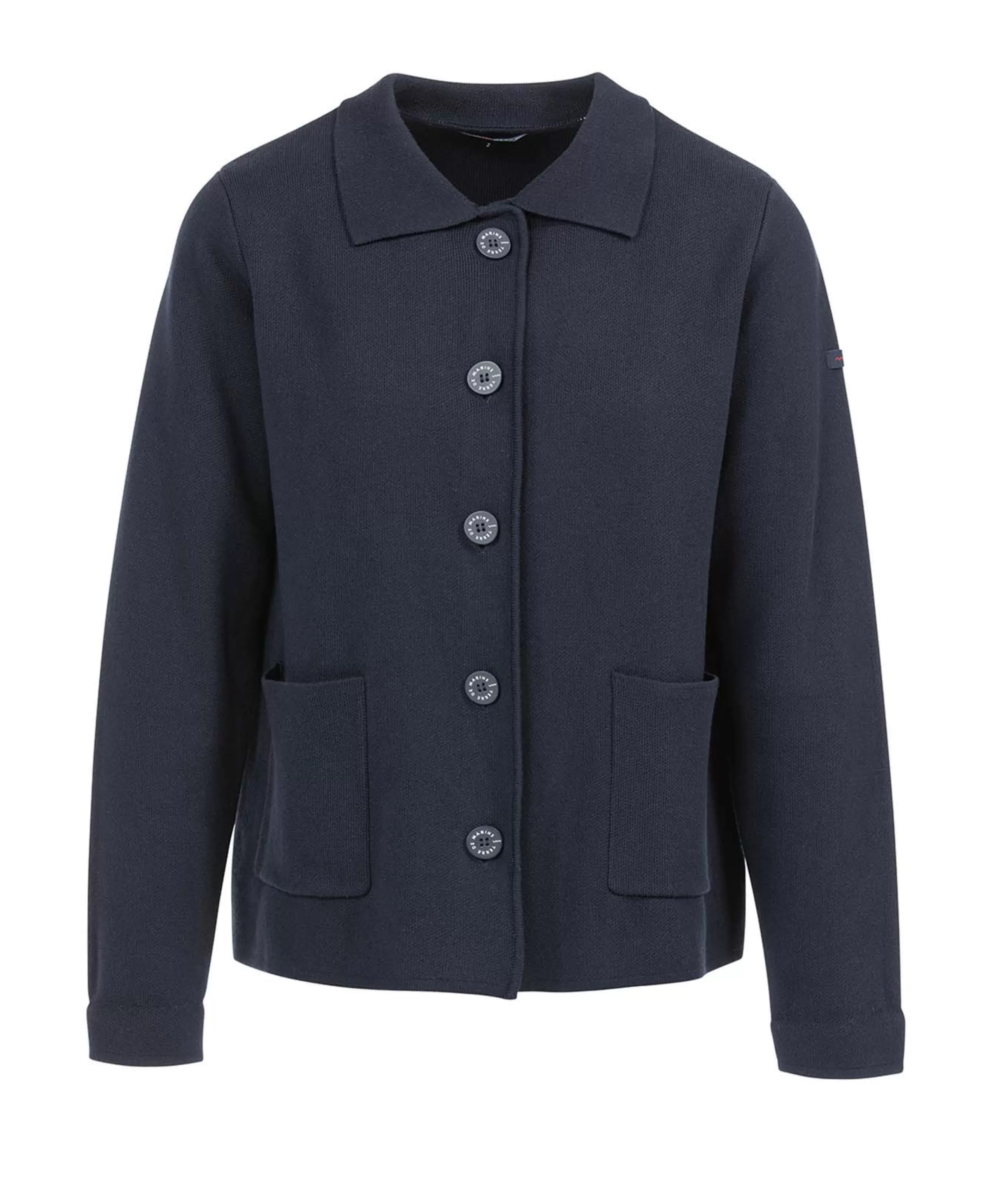 CARDIGAN TRICOT BLEU INDIGO IXODE*Terre de Marins Shop