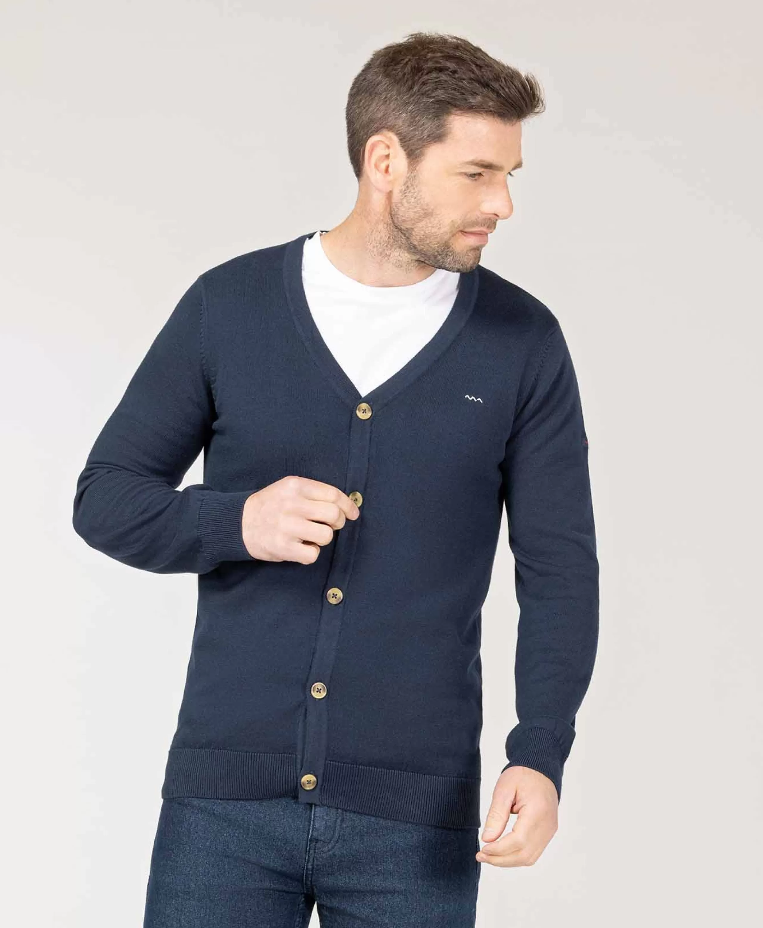 CARDIGAN TRICOT INDIGO GAYLORD*Terre de Marins Fashion