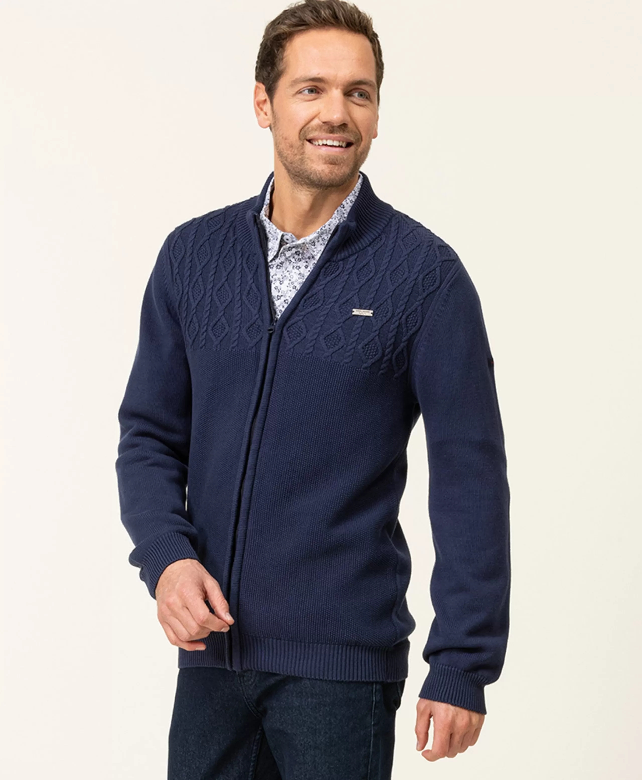CARDIGAN TRICOT INDIGO GORSA*Terre de Marins Discount