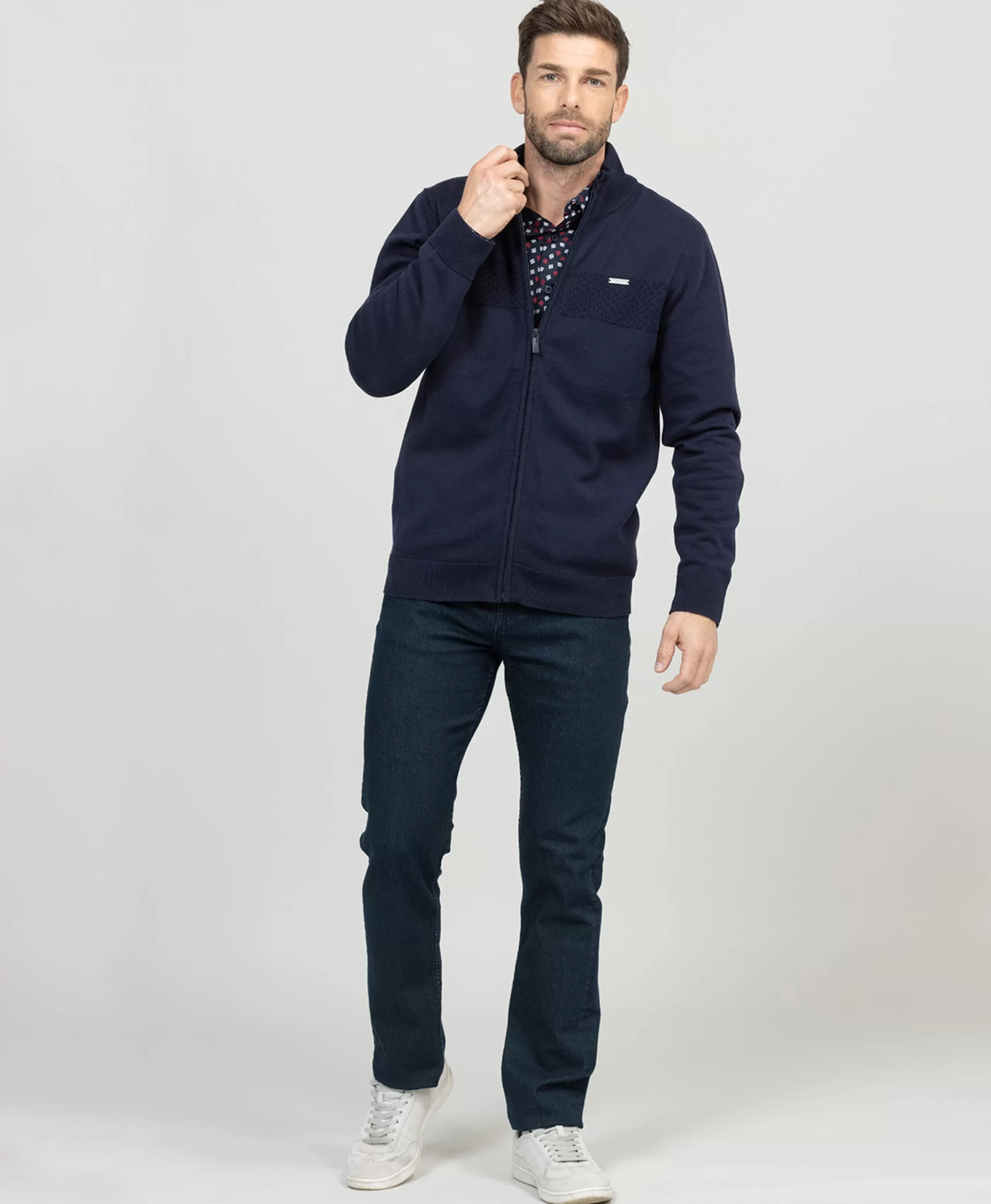 CARDIGAN TRICOT INDIGO ITARO*Terre de Marins Sale
