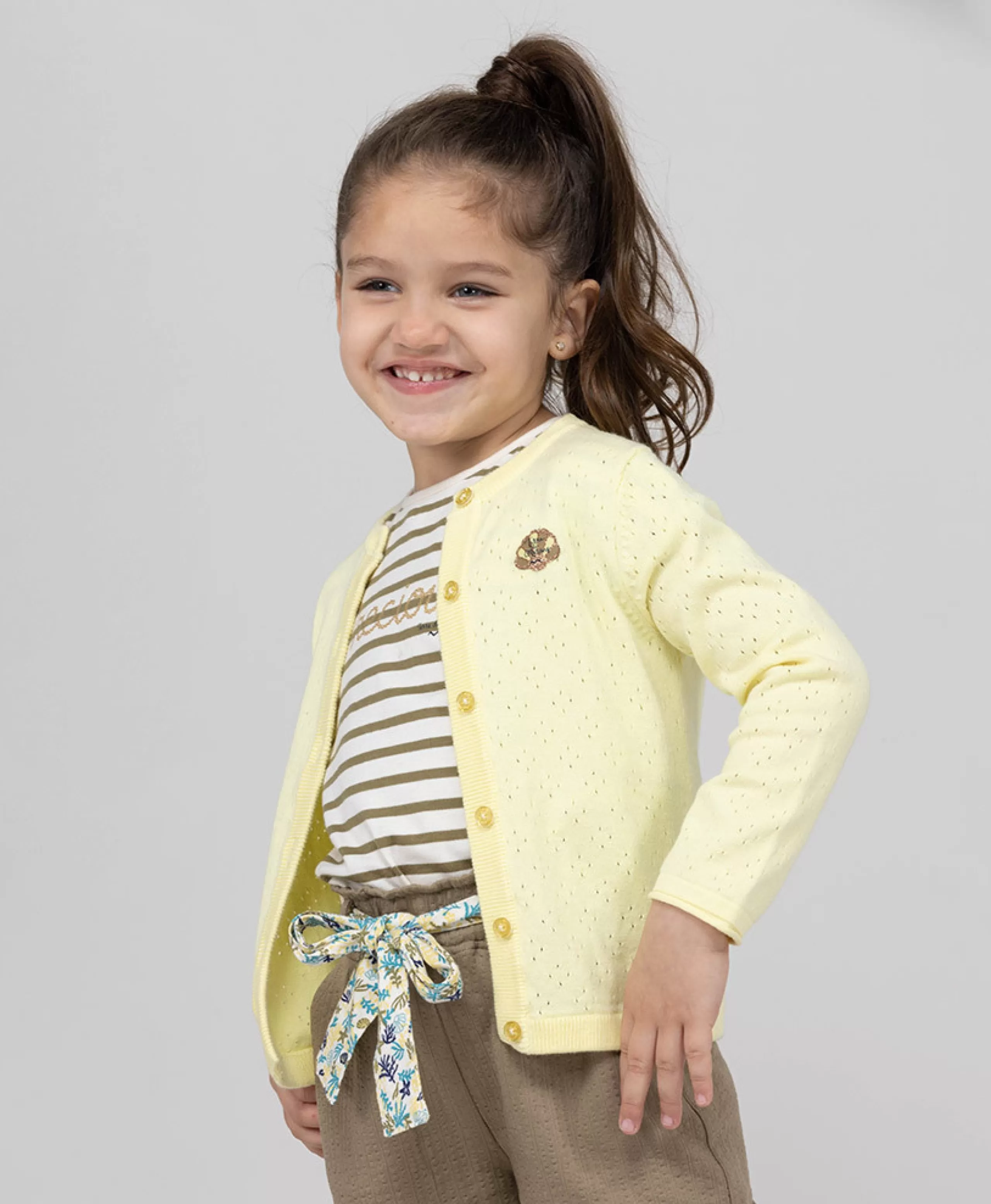 CARDIGAN TRICOT JAUNE BLANCHI IJOL*Terre de Marins Fashion