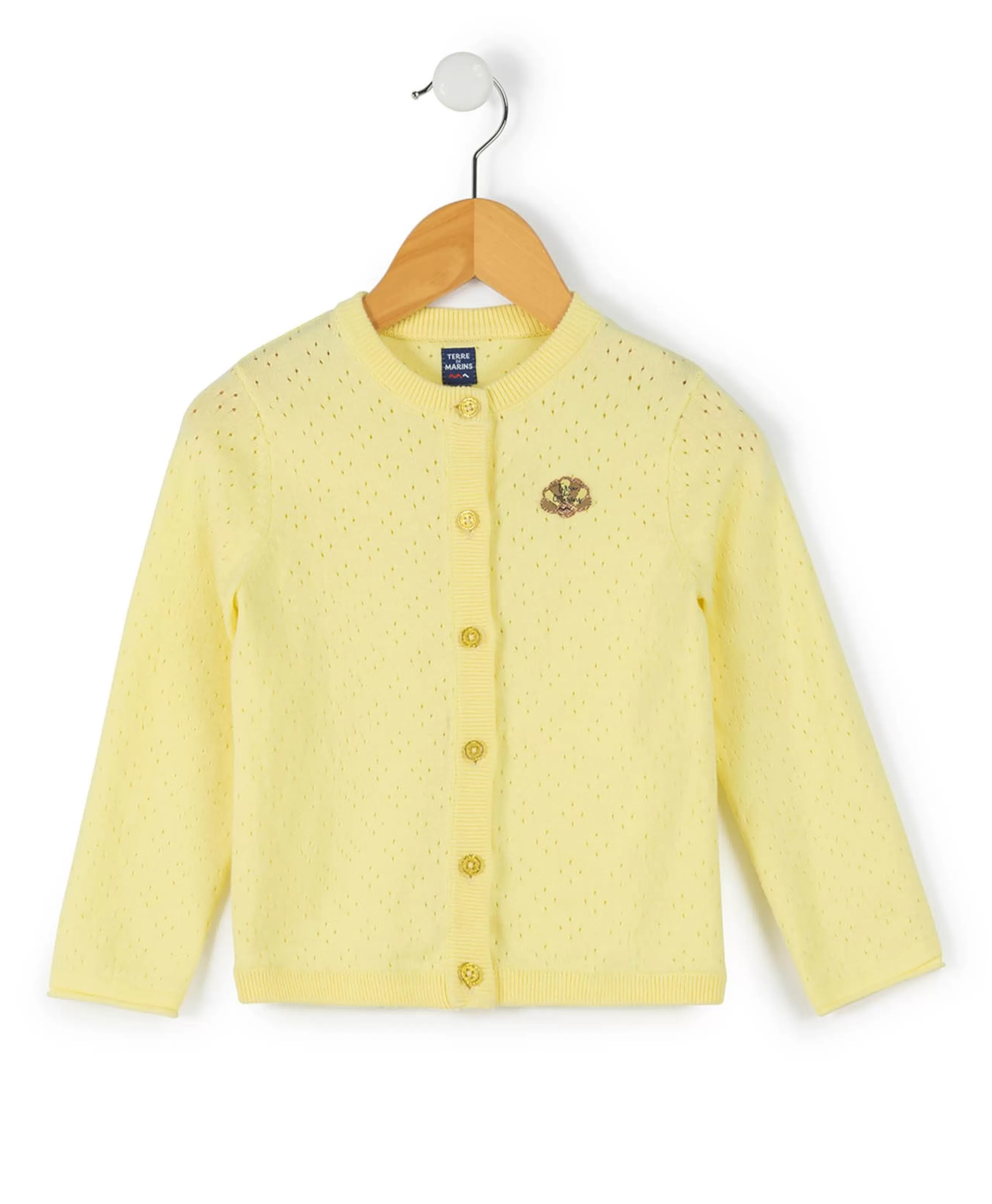 CARDIGAN TRICOT JAUNE BLANCHI IJOL*Terre de Marins Fashion