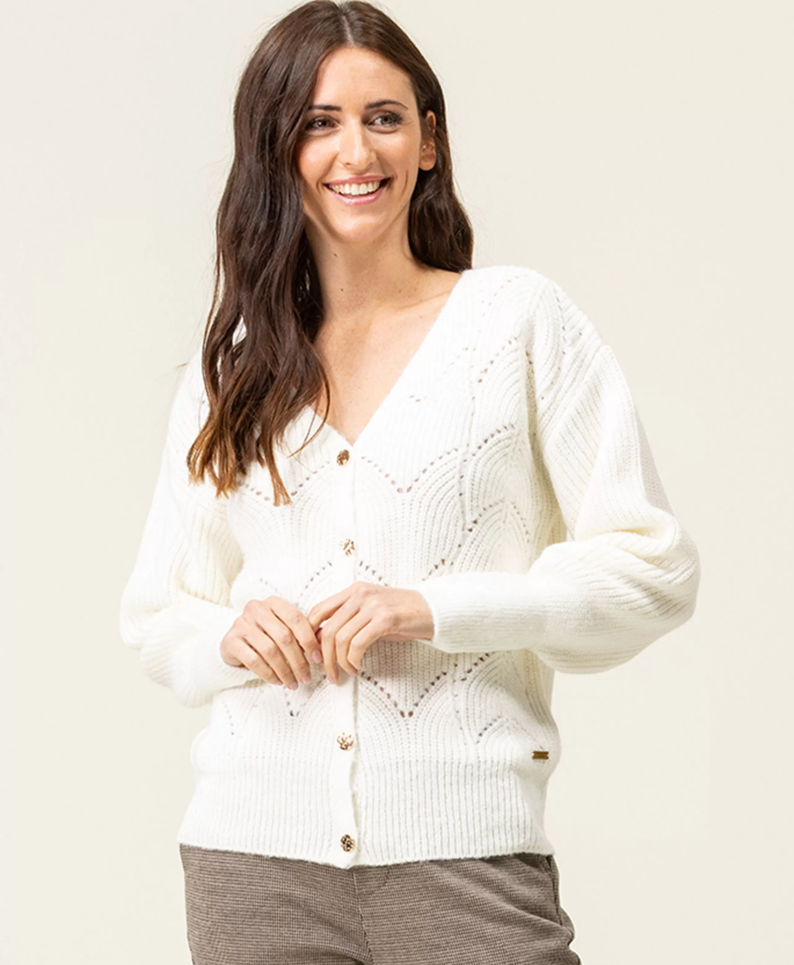 CARDIGAN TRICOT NATUREL KOUROS*Terre de Marins Outlet
