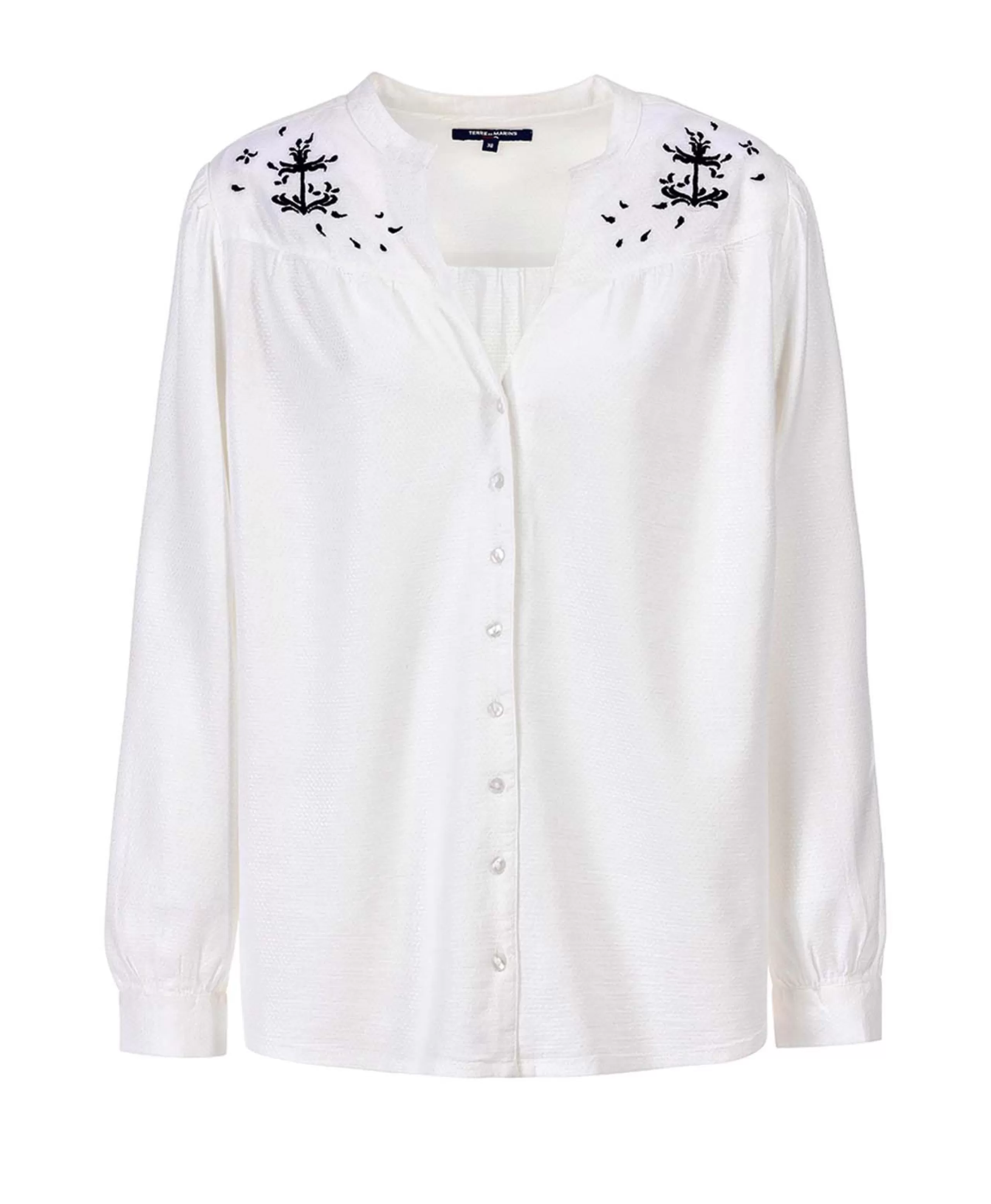 CHEMISE CHEMISIER MC BLANC OPTIQUE EVOE*Terre de Marins Hot