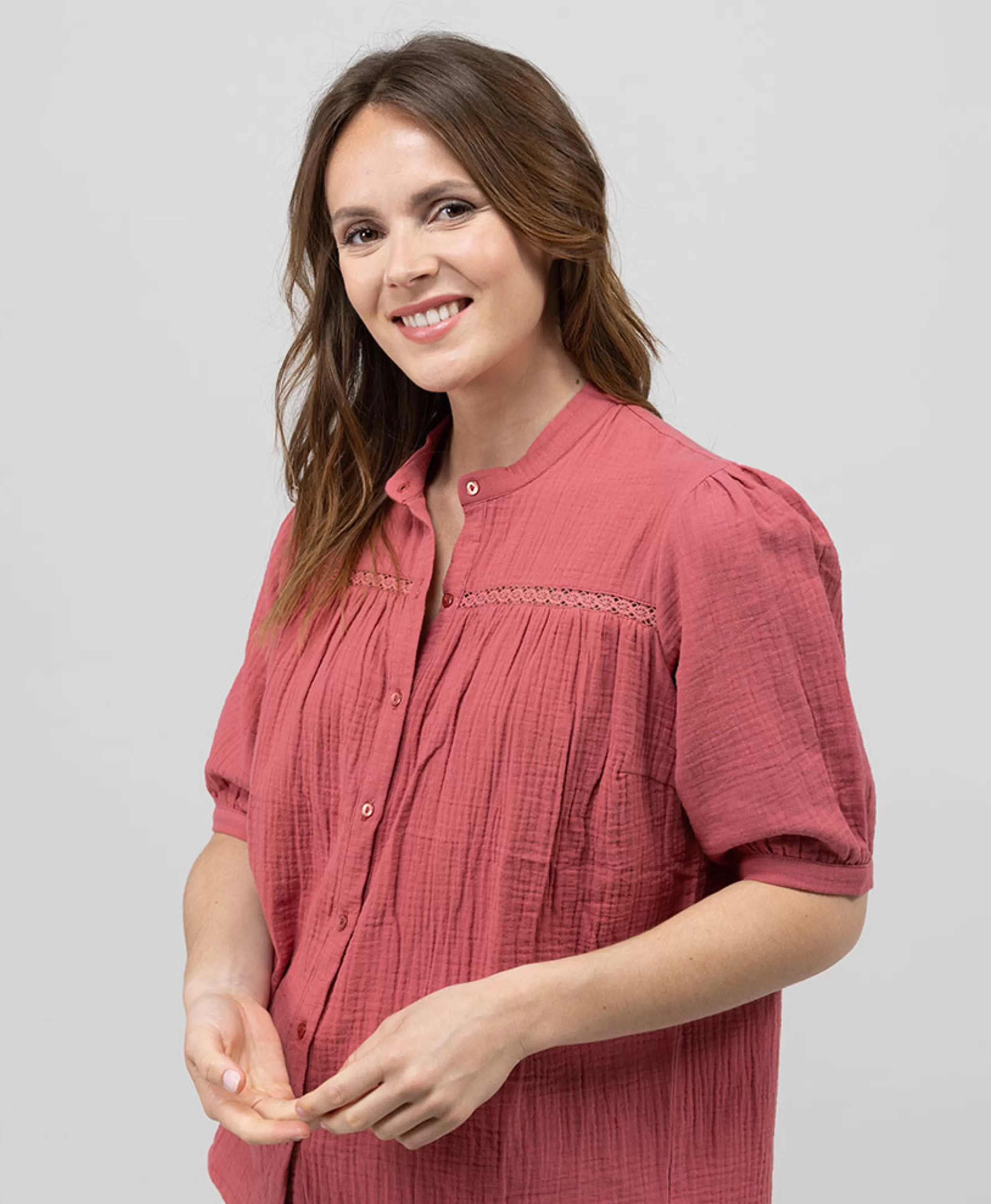 CHEMISE CHEMISIER MC TERRACOTTA EMISE*Terre de Marins Cheap