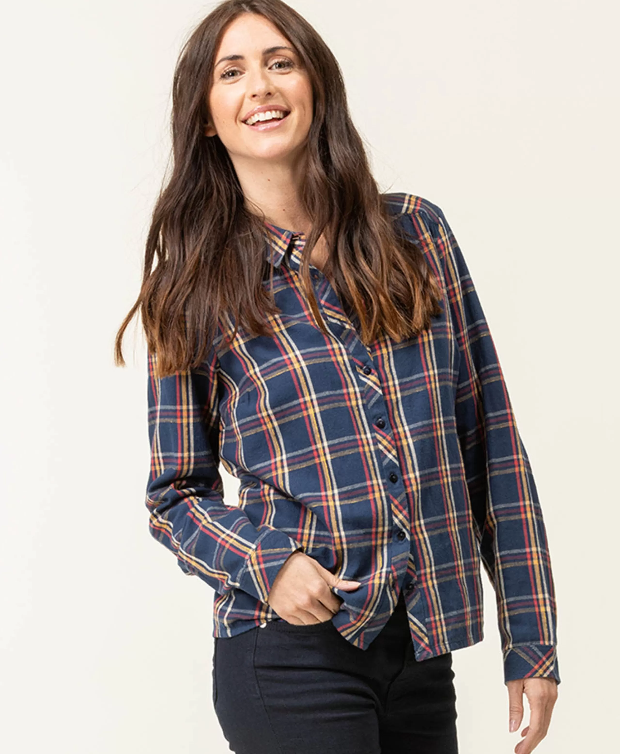 CHEMISE CHEMISIER ML CARREAUX INDIGO CELOSIE*Terre de Marins Best
