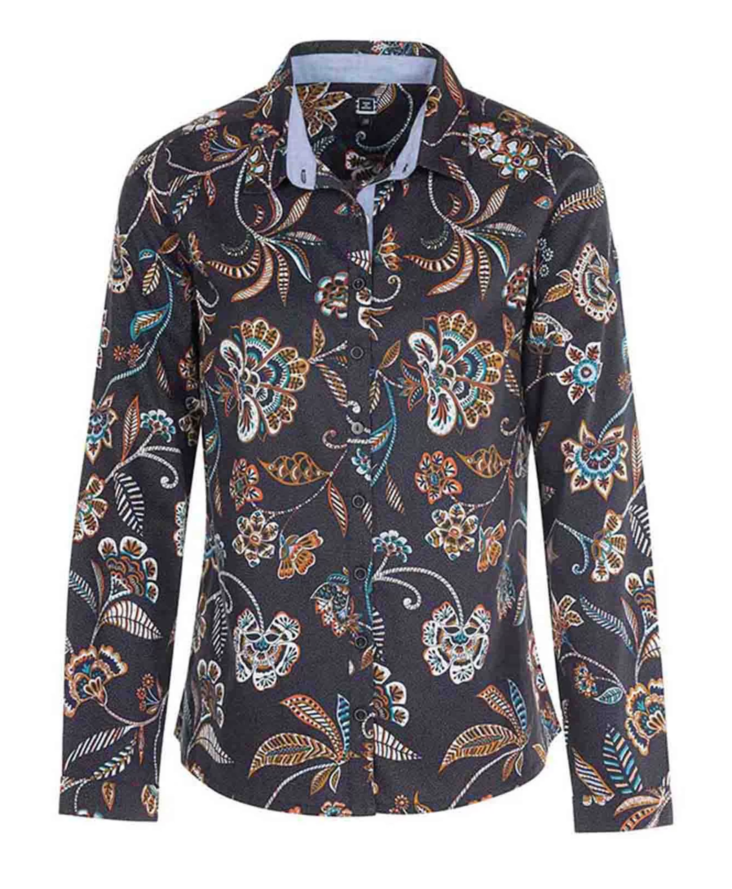 CHEMISE CHEMISIER ML IMPRIME BLEU NUIT GISEL*Terre de Marins Store