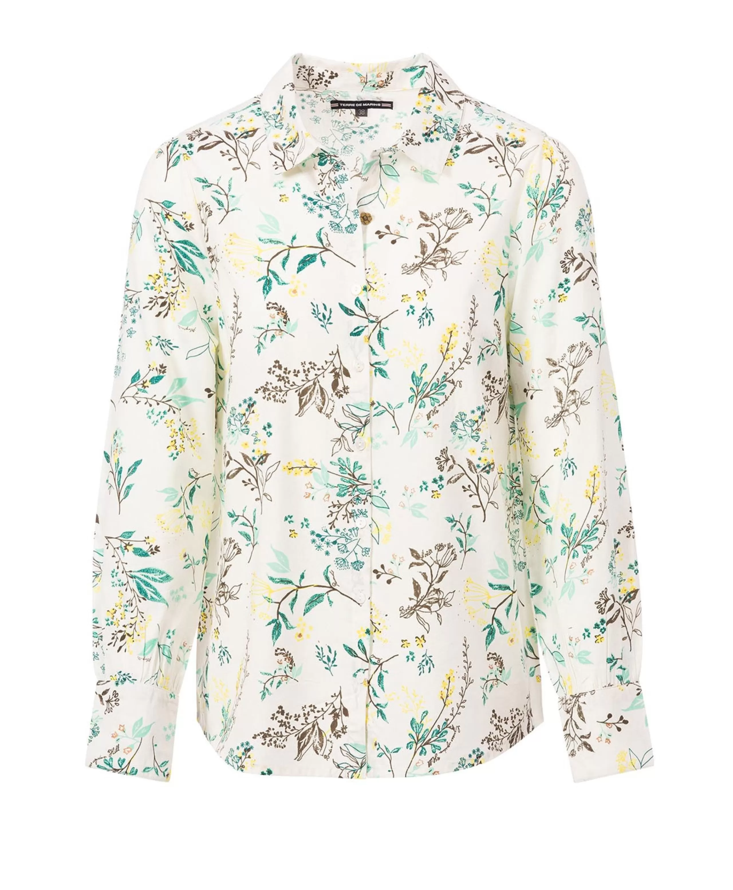 CHEMISE CHEMISIER ML IMPRIME VERT ABSINTHE*Terre de Marins Best Sale