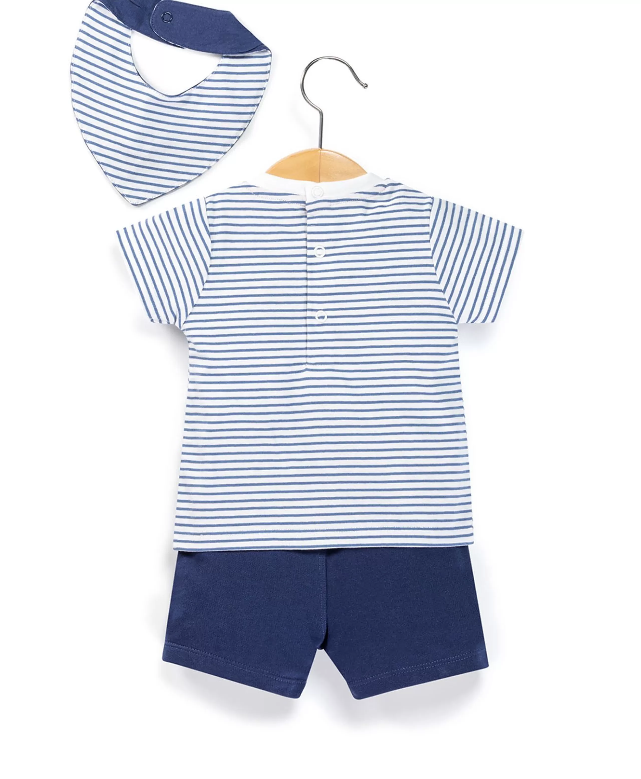 ENS SHORT + HAUT FOND BLANC RAYE BLEU RIKI*Terre de Marins Cheap