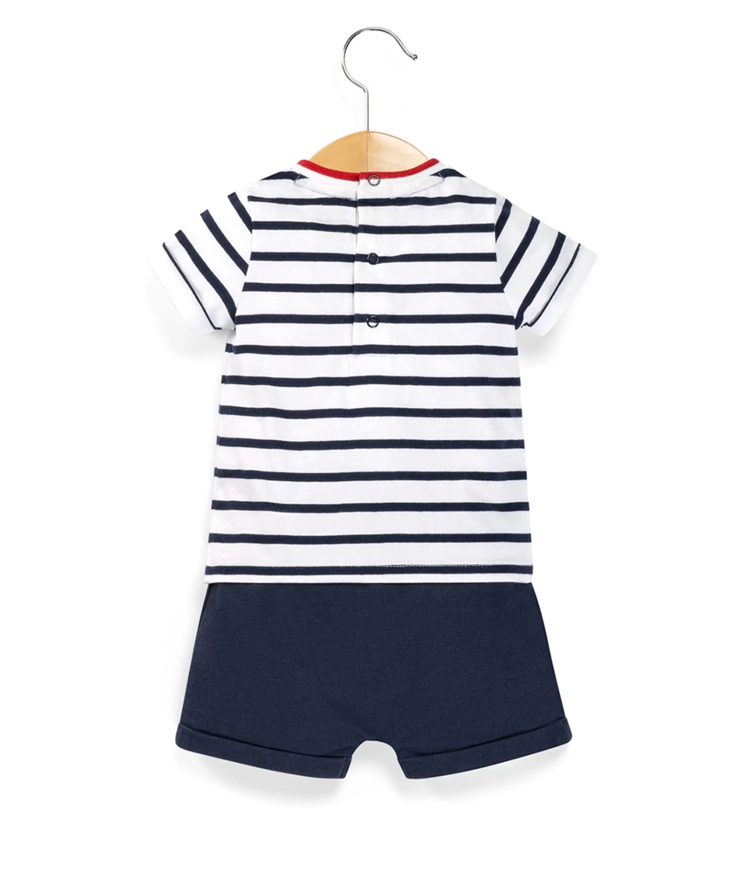 ENS SHORT + HAUT FOND BLANC RAYE INDIGO SHAPI*Terre de Marins Online
