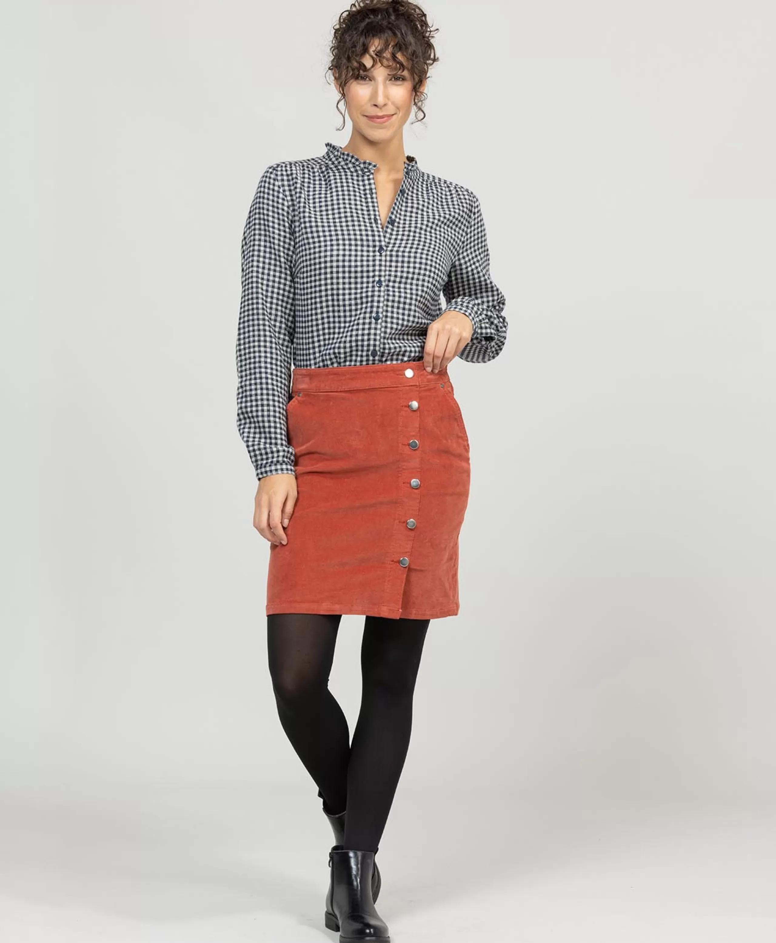JUPE COURTE ROUGE BRIQUE BINO*Terre de Marins Clearance