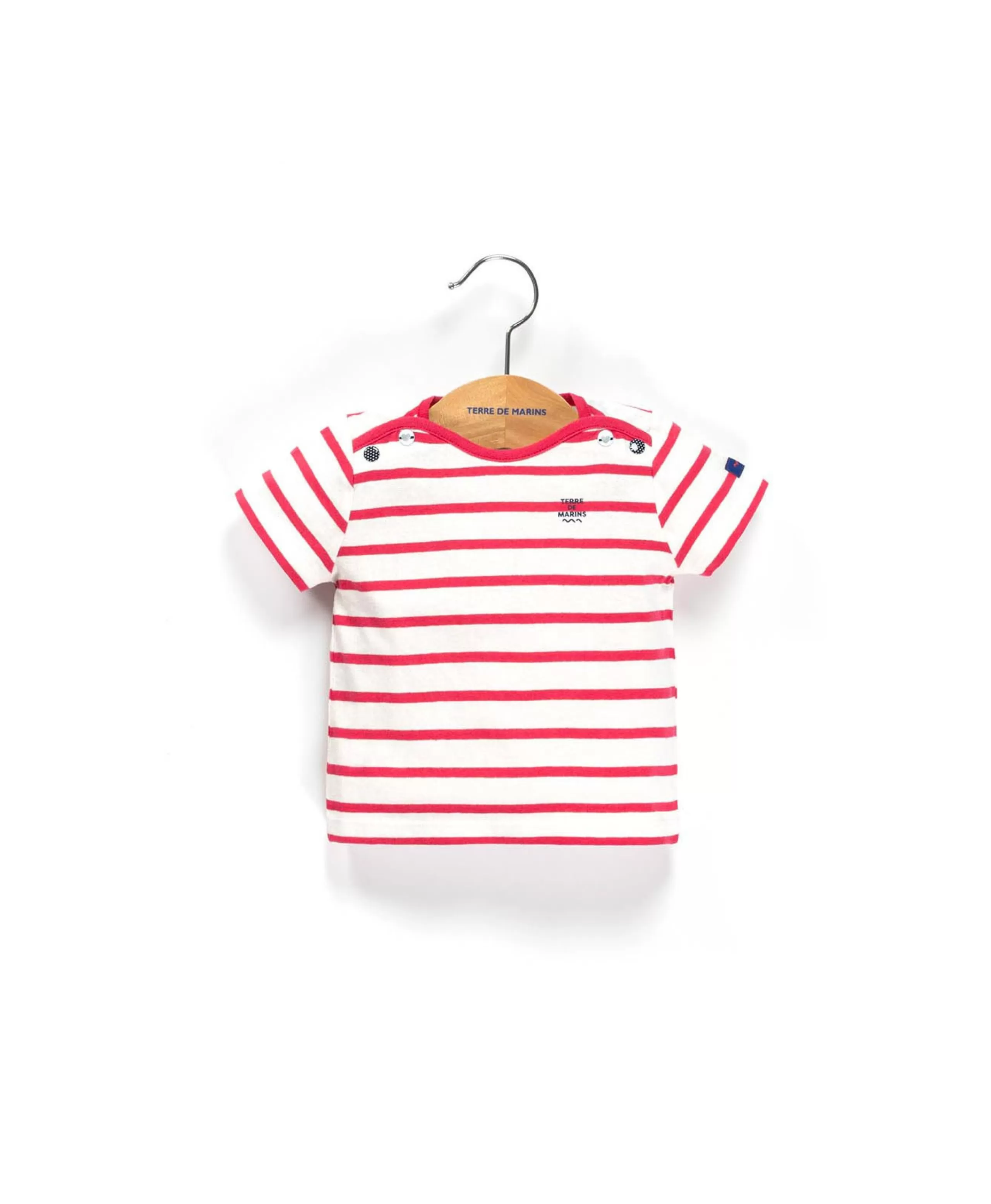 MARINIERE MC FD NATUREL RY ROSE HIBISCUS PESTELAN*Terre de Marins Fashion