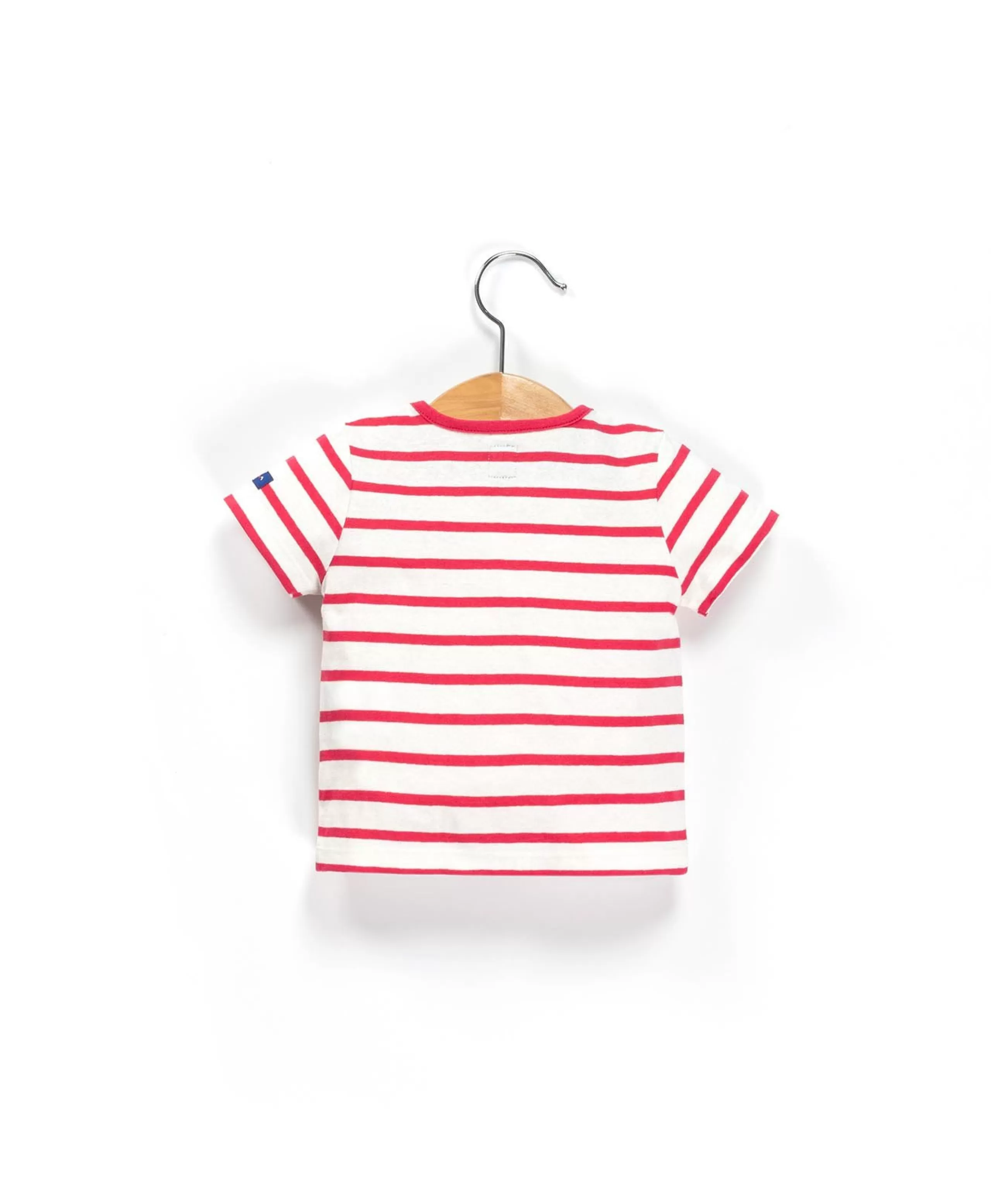 MARINIERE MC FD NATUREL RY ROSE HIBISCUS PESTELAN*Terre de Marins Fashion