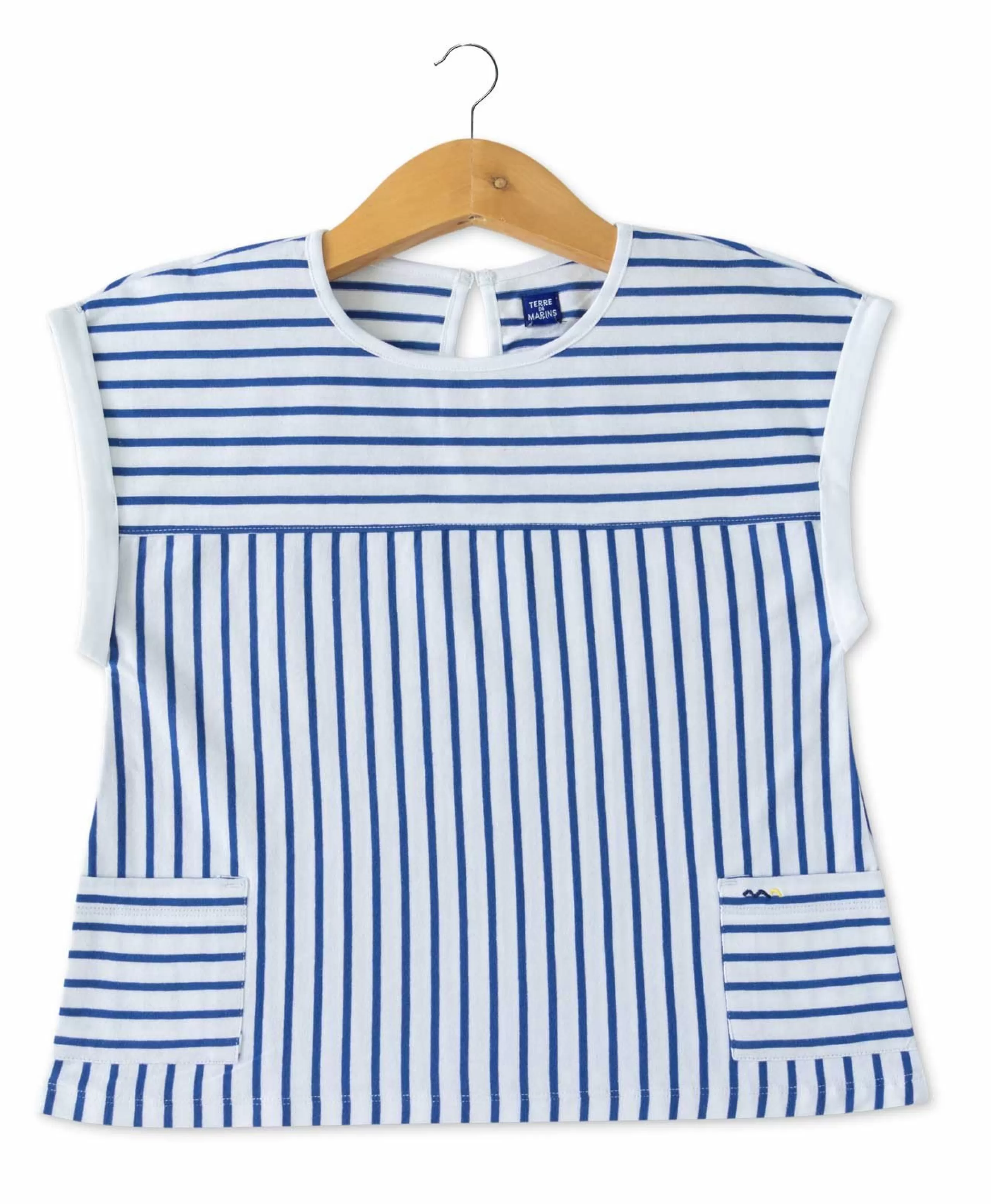 MARINIERE MC FOND BLANC RAYE INDIGO TAJI*Terre de Marins Online