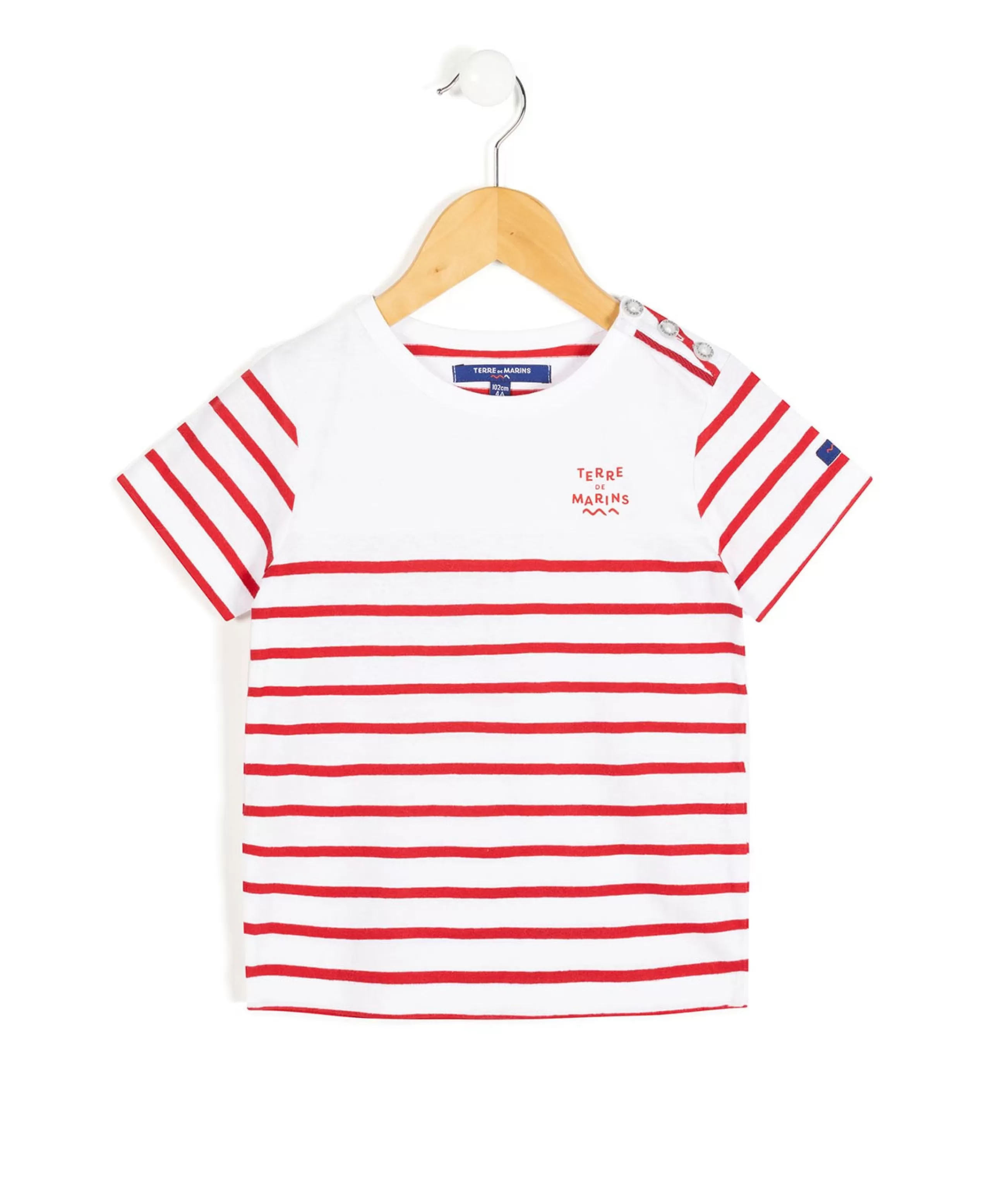 MARINIERE MC FOND BLANC RAYE ROUGE AQOI*Terre de Marins Shop