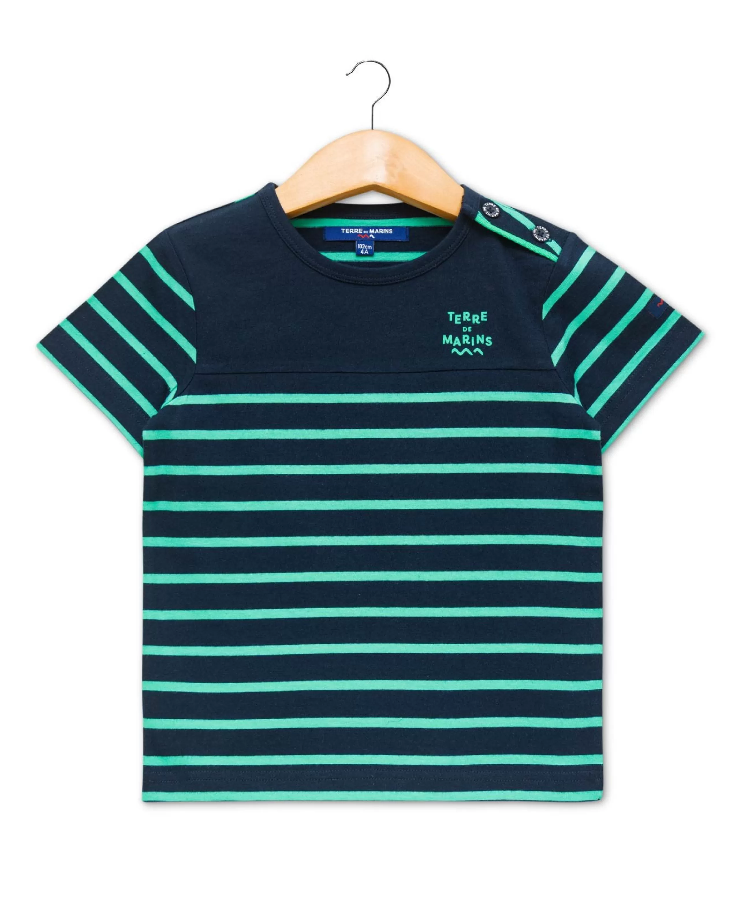 MARINIERE MC FOND INDIGO RAYE VERT AQOI*Terre de Marins Cheap