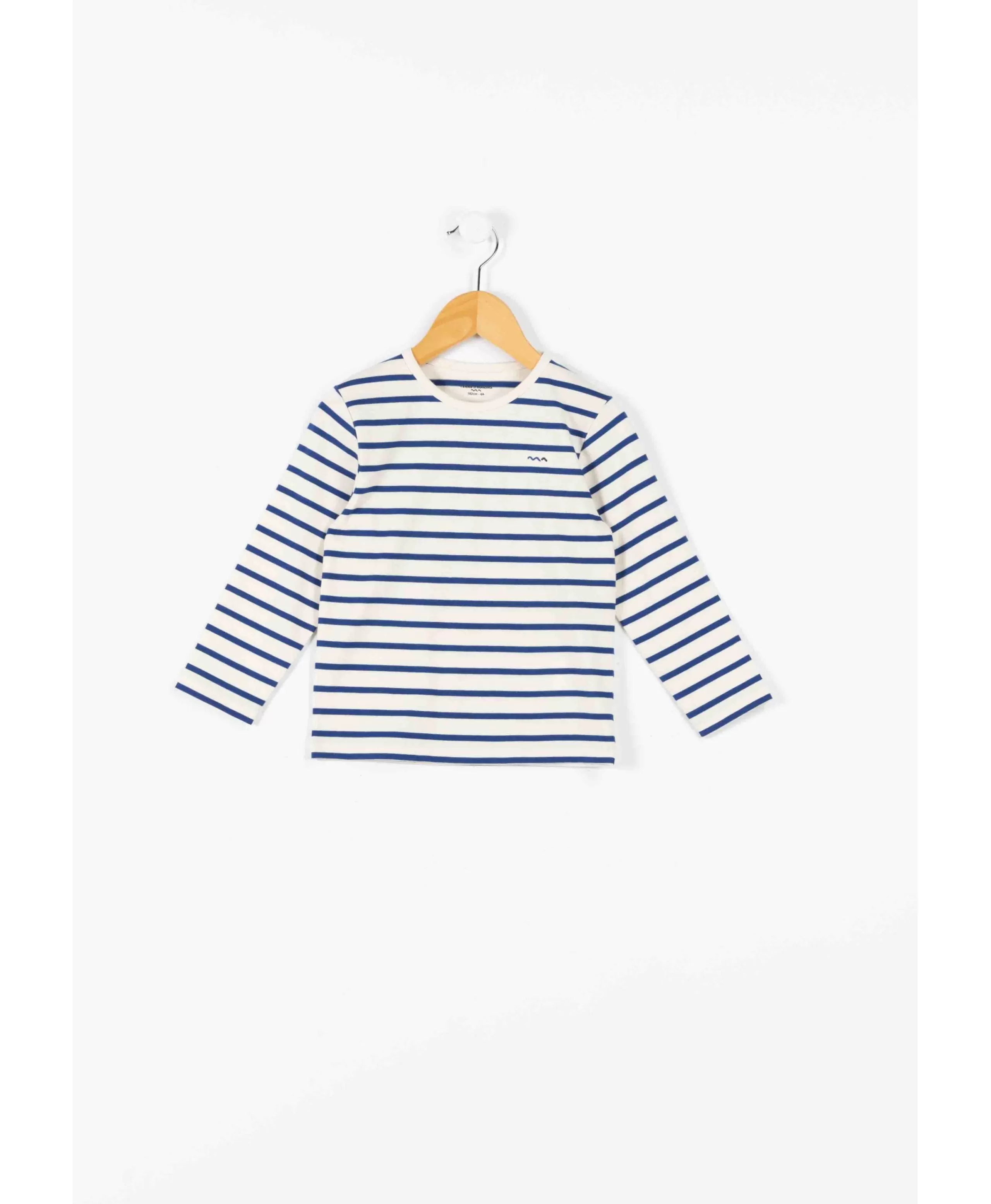 MARINIERE ML FD GREGE RAYE BLEU VIF ECOGAL*Terre de Marins Flash Sale