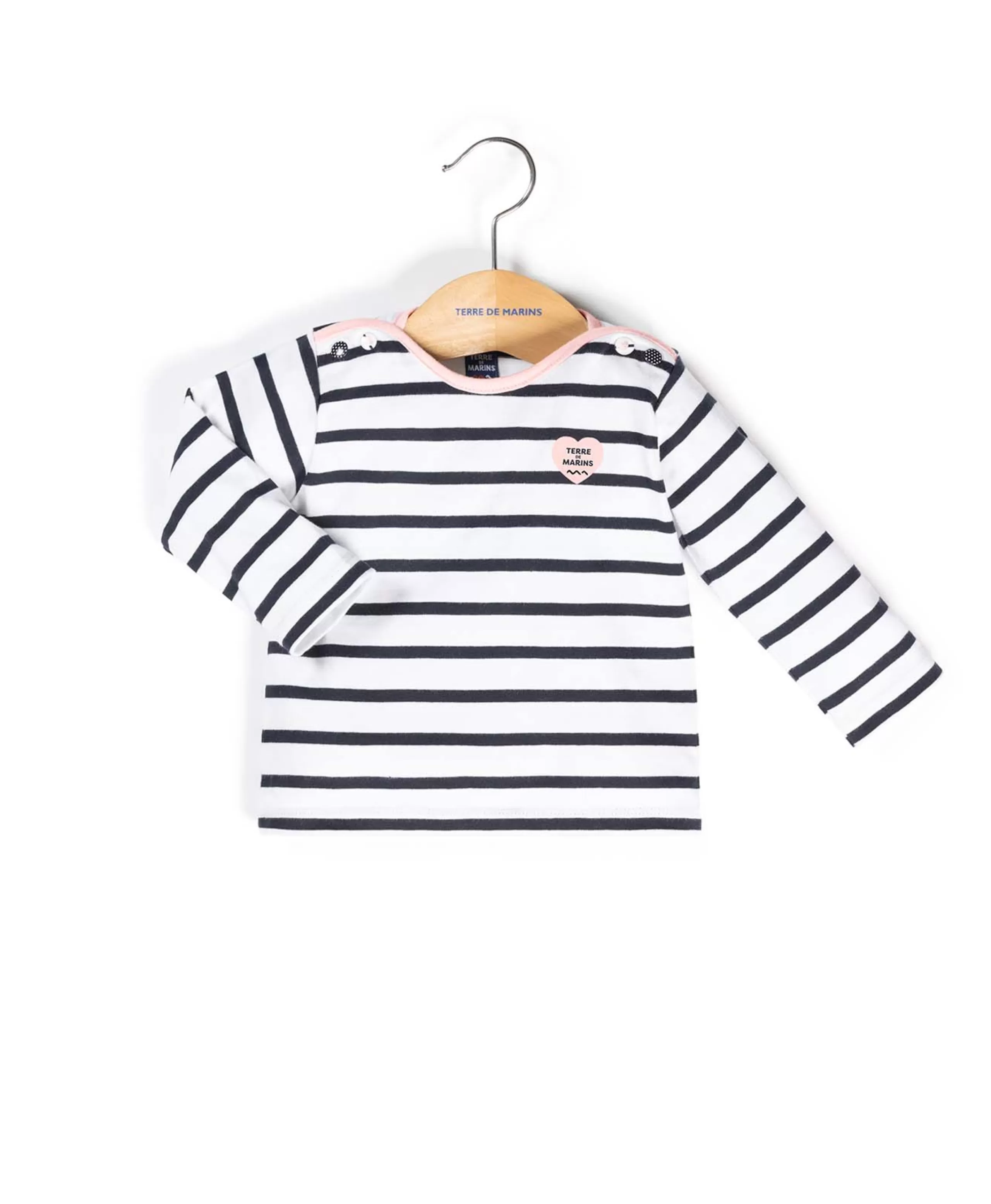 MARINIERE ML FOND BLANC RAYE INDIGO PESTELA*Terre de Marins Clearance