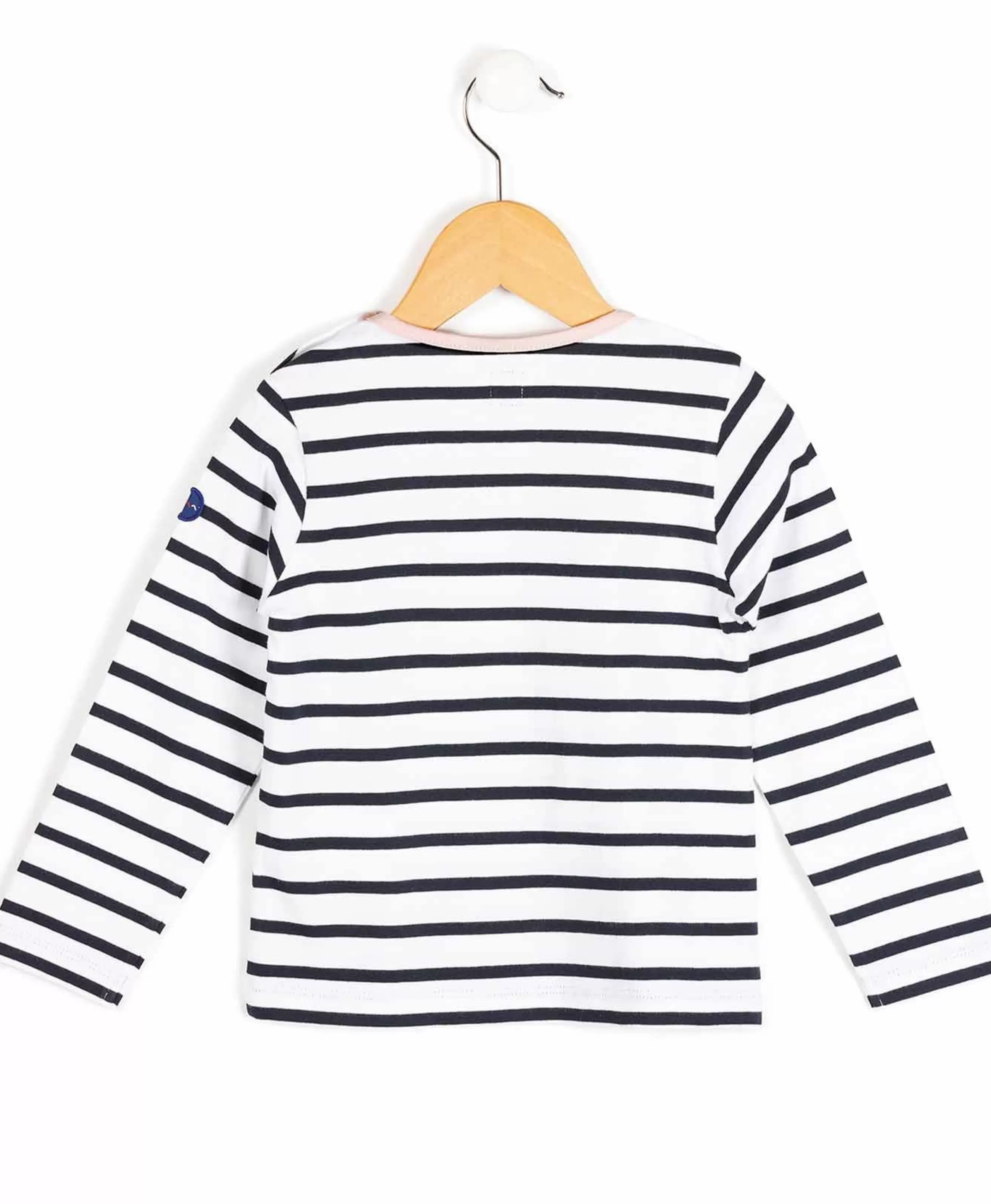 MARINIERE ML FOND BLANC RAYE INDIGO POBATI*Terre de Marins Store