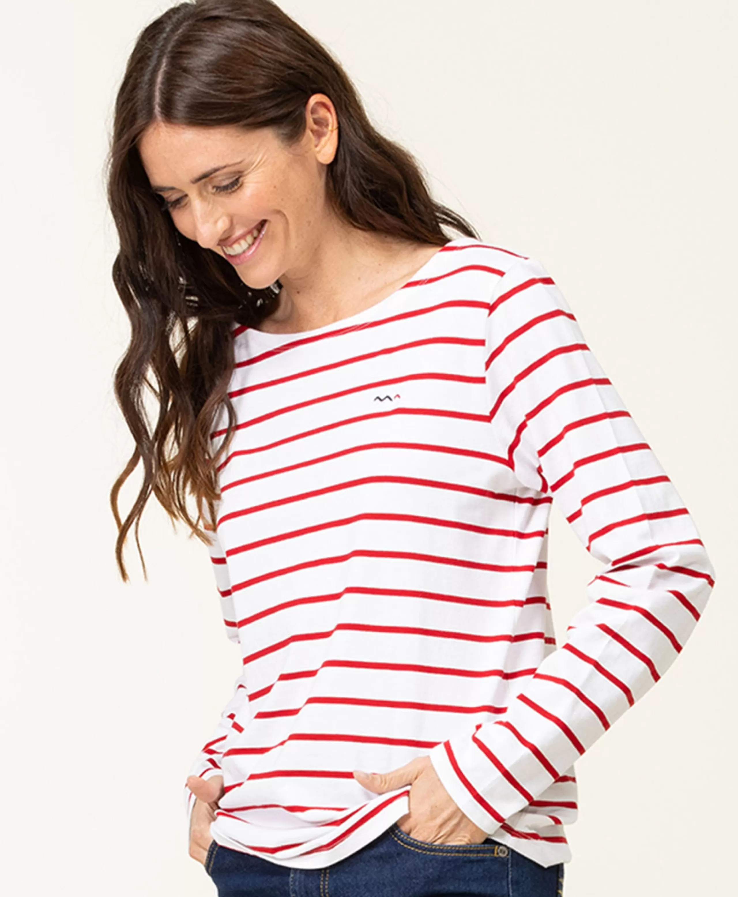 MARINIERE ML FOND BLANC RAYE ROUGE PACAGE*Terre de Marins Best Sale