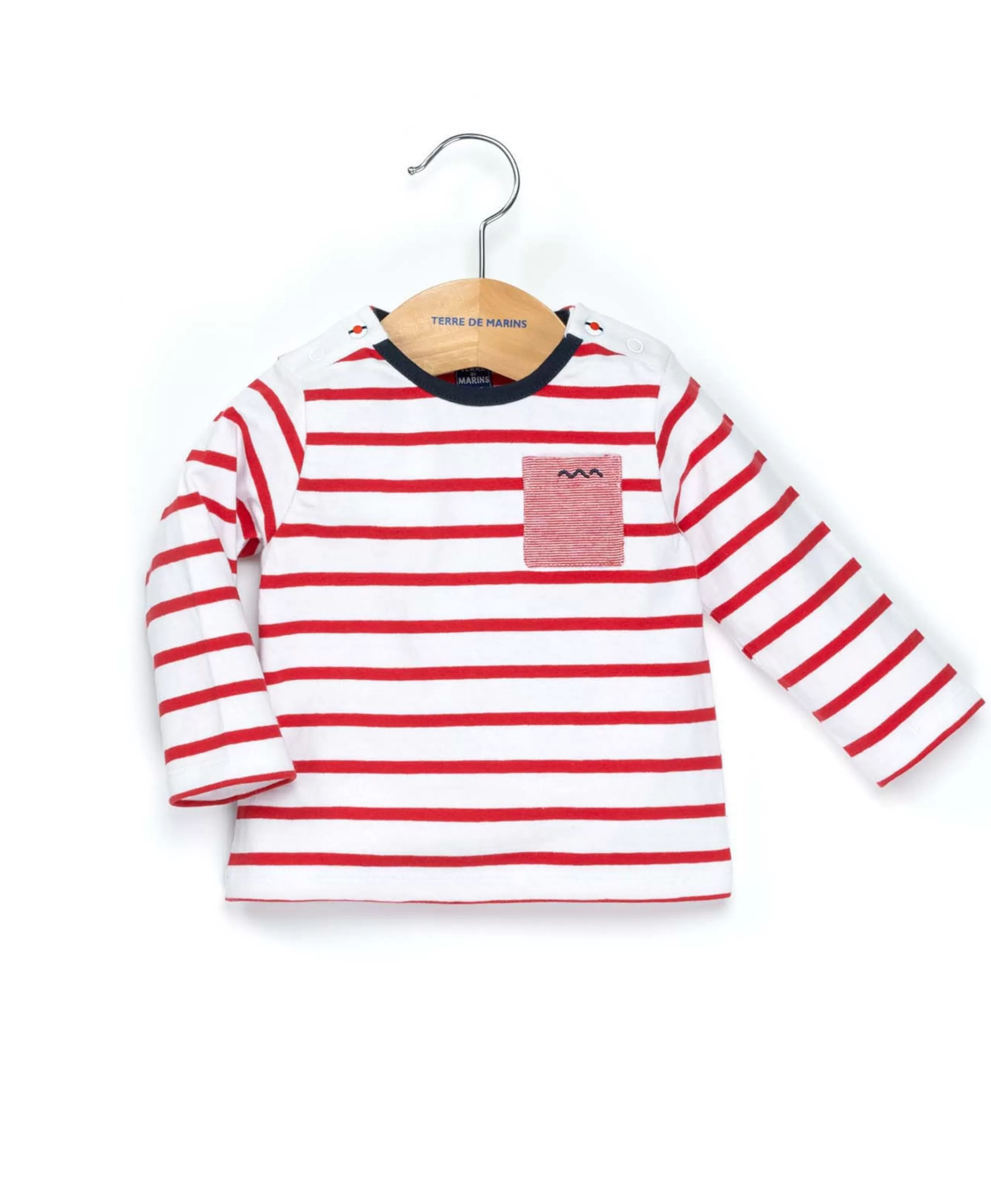 MARINIERE ML FOND BLANC RAYE ROUGE PELY*Terre de Marins Online