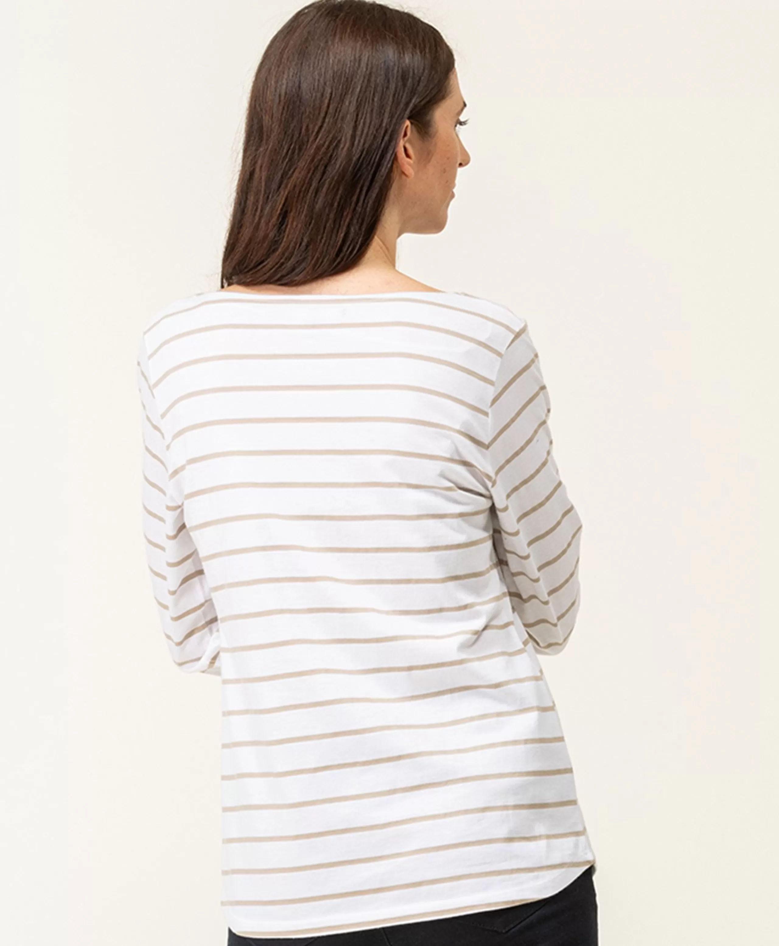 MARINIERE ML FOND BLANC RAYE SABLE PACAGE*Terre de Marins Store