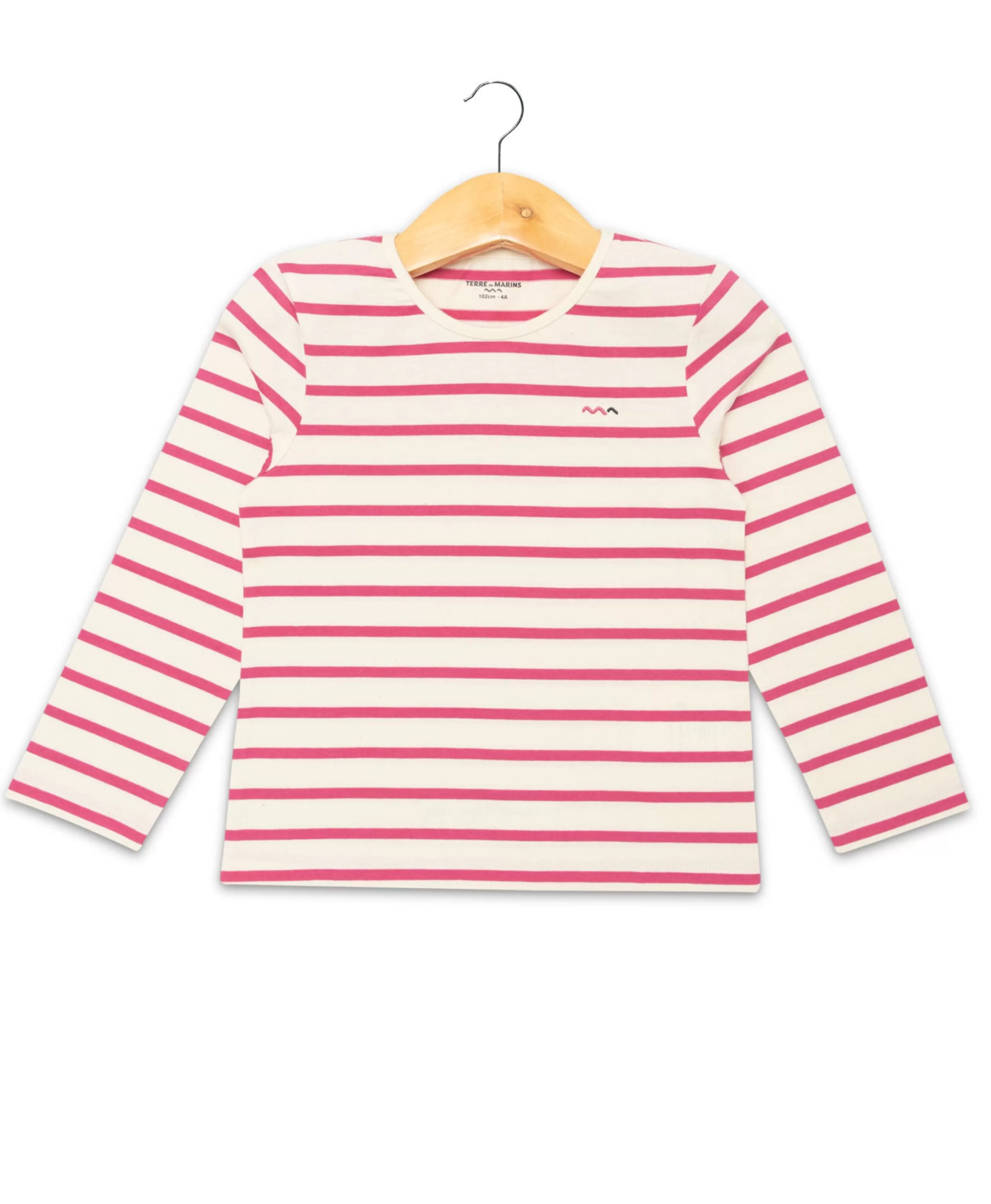 MARINIERE ML FOND GREGE RAYE ROSE ECOFIL*Terre de Marins Best Sale