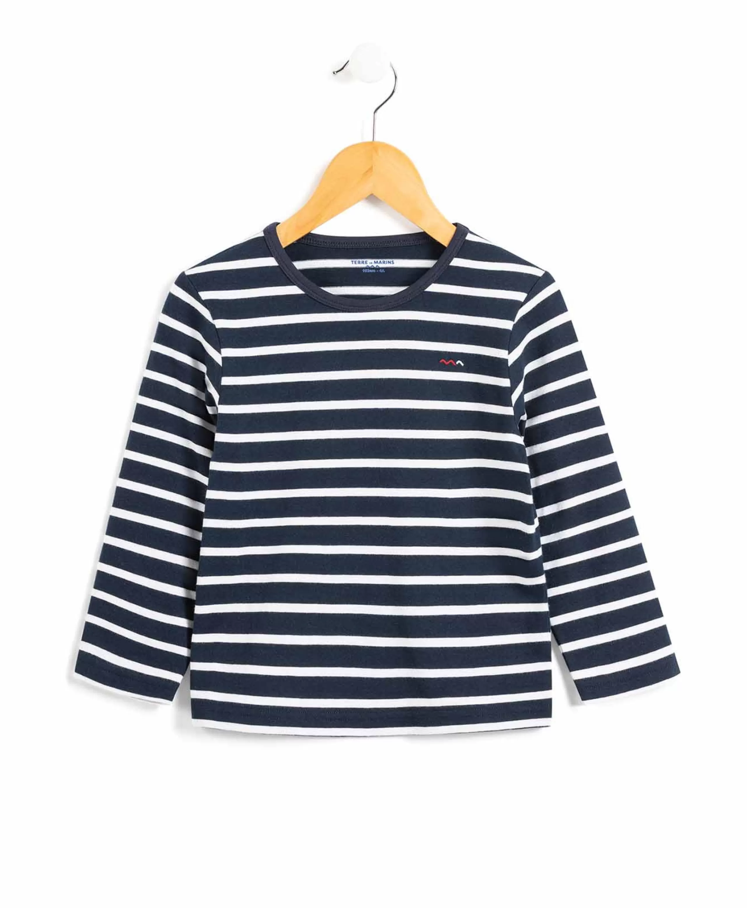 MARINIERE ML FOND INDIGO RAYE BLANC ECOGAL*Terre de Marins Outlet