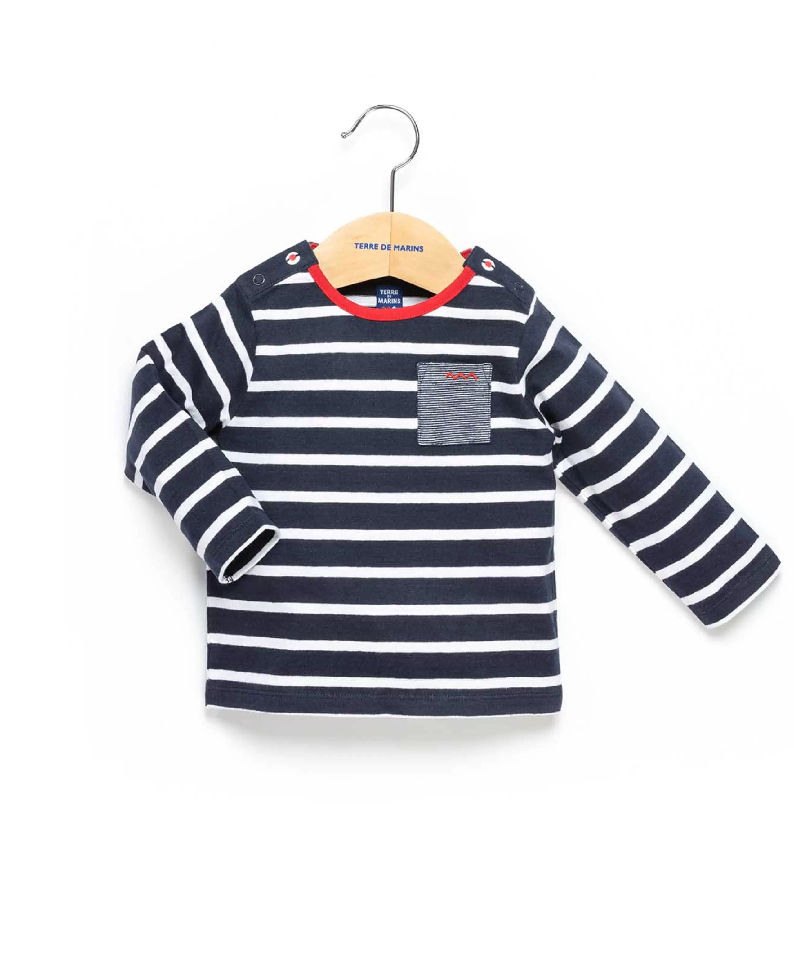 MARINIERE ML FOND INDIGO RAYE BLANC PELY*Terre de Marins Best Sale