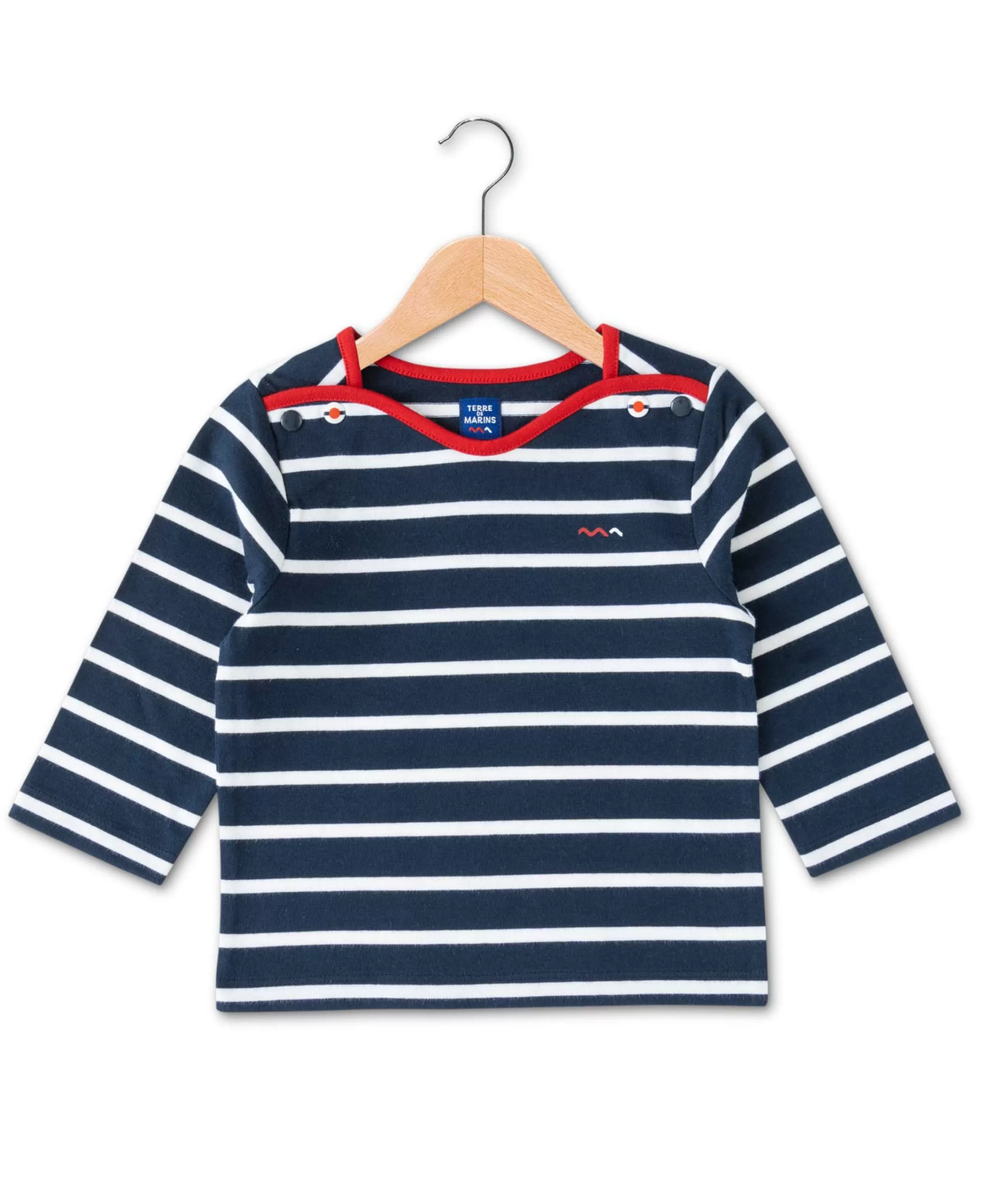 MARINIERE ML FOND INDIGO RAYE BLANC PESTELO*Terre de Marins Store
