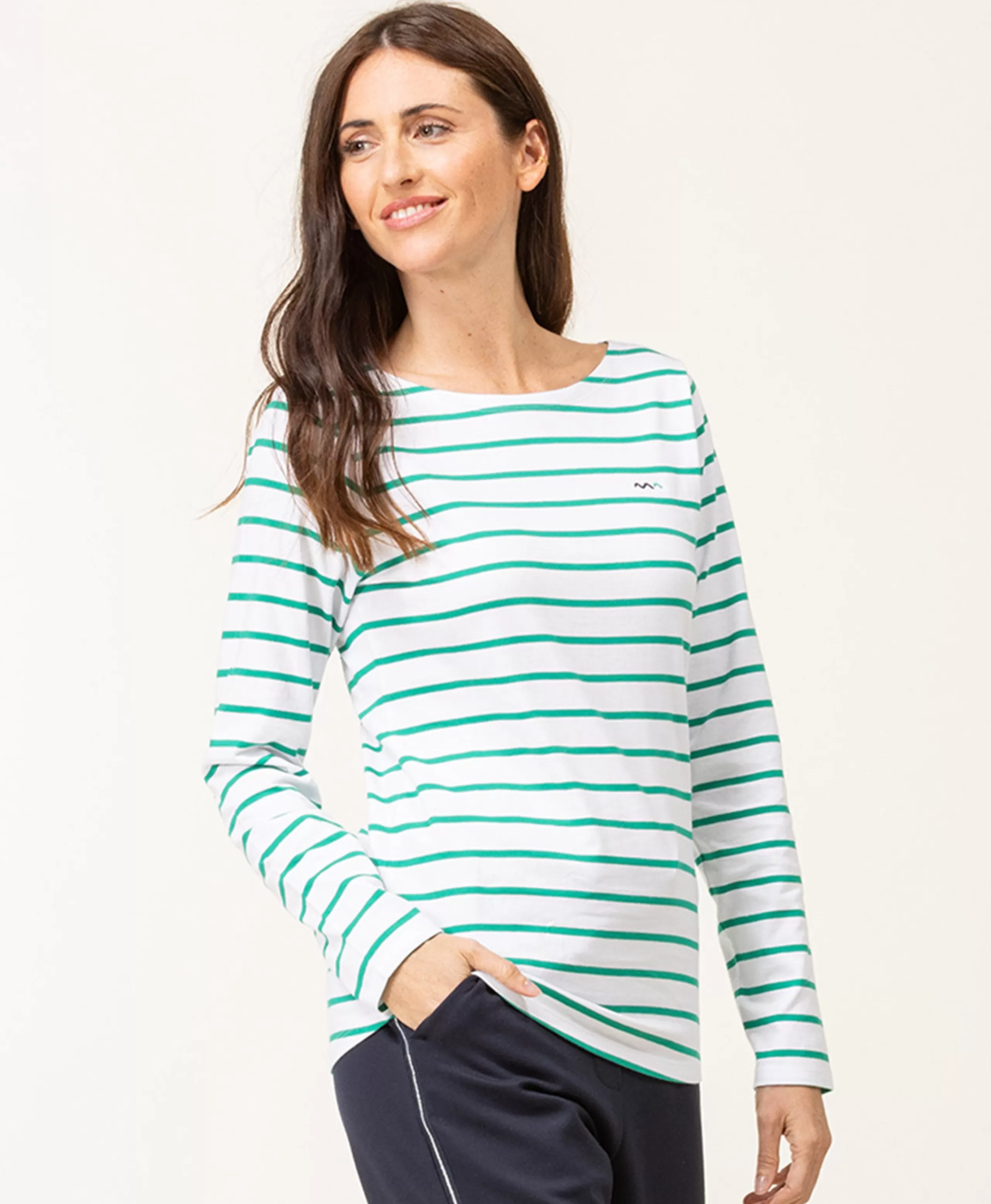 MARINIERE ML FOND NATUREL RAYE VERT PACAGE*Terre de Marins Cheap