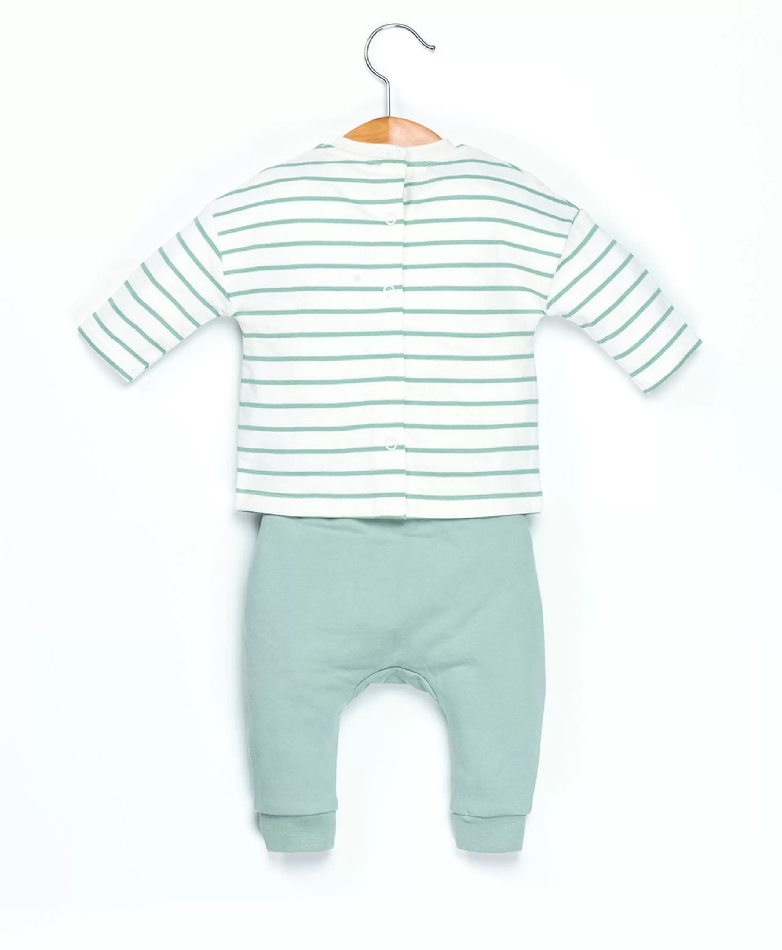 PANTALON + HAUT FOND NATUREL RAYE VERT D EAU LENZ*Terre de Marins Sale