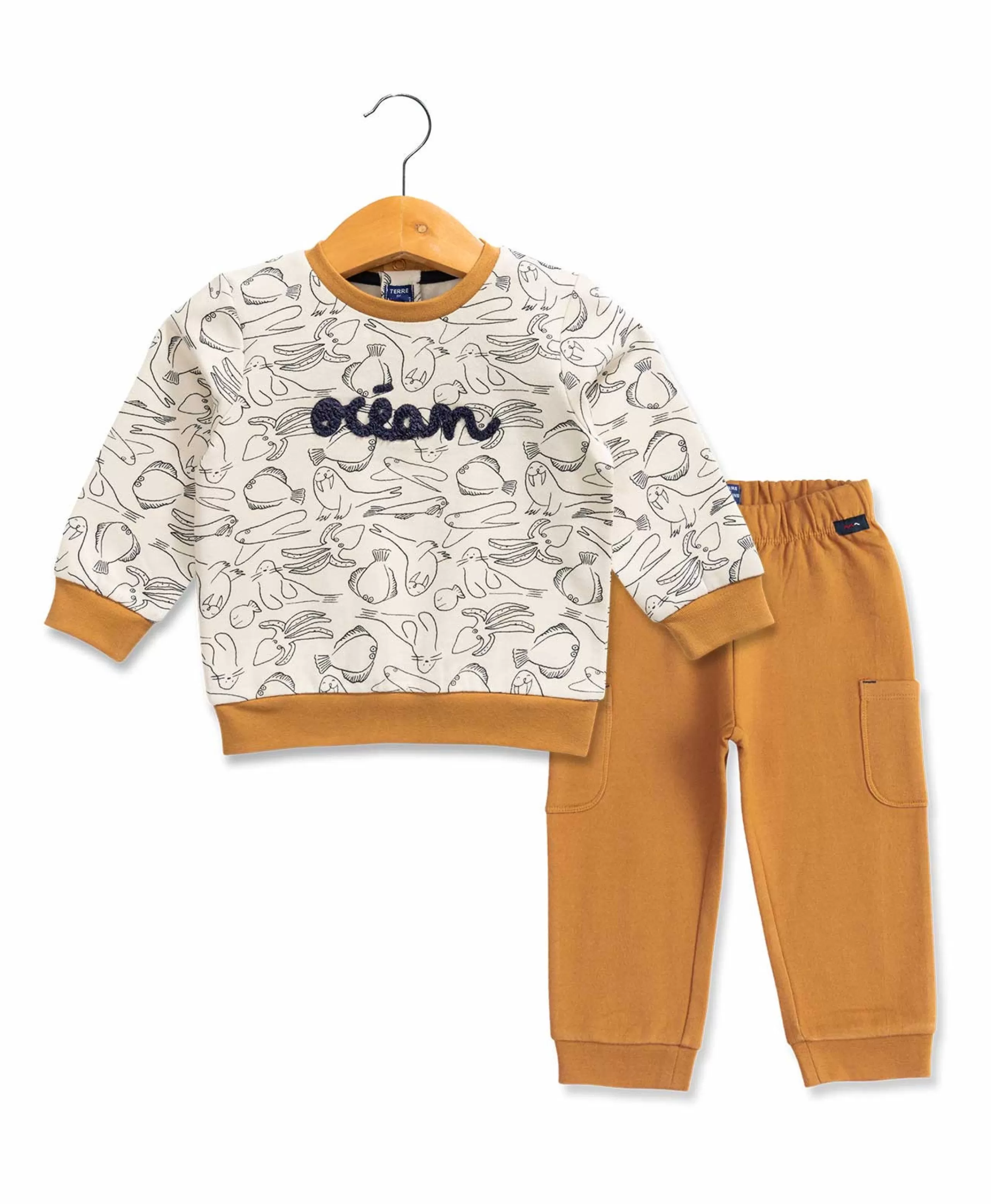 PANTALON + HAUT IMPRIME FOND GREGE EGLANTIN*Terre de Marins Store