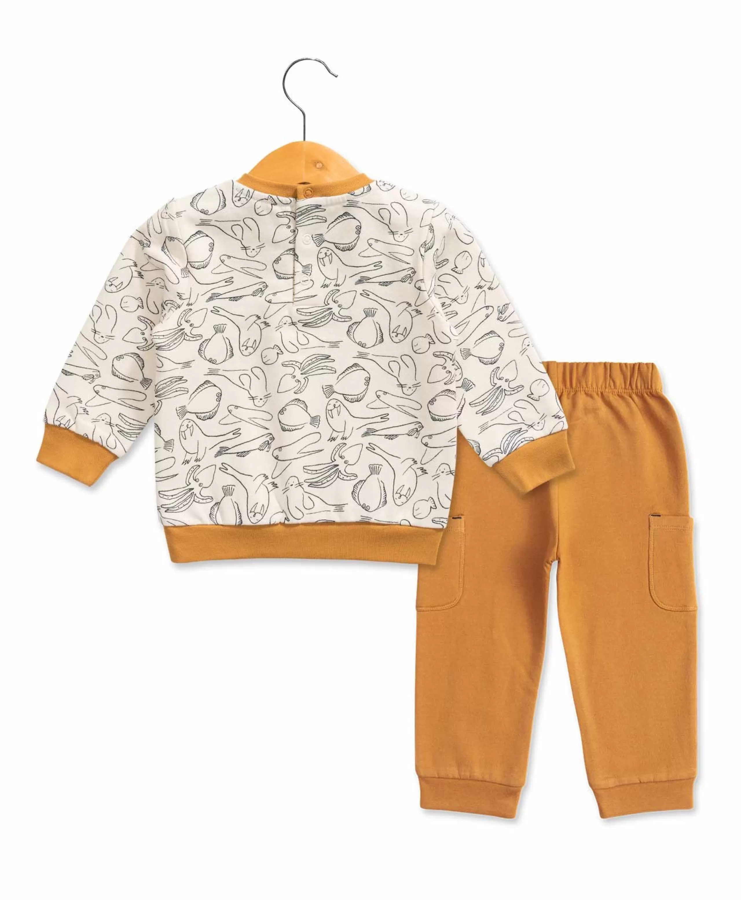 PANTALON + HAUT IMPRIME FOND GREGE EGLANTIN*Terre de Marins Store
