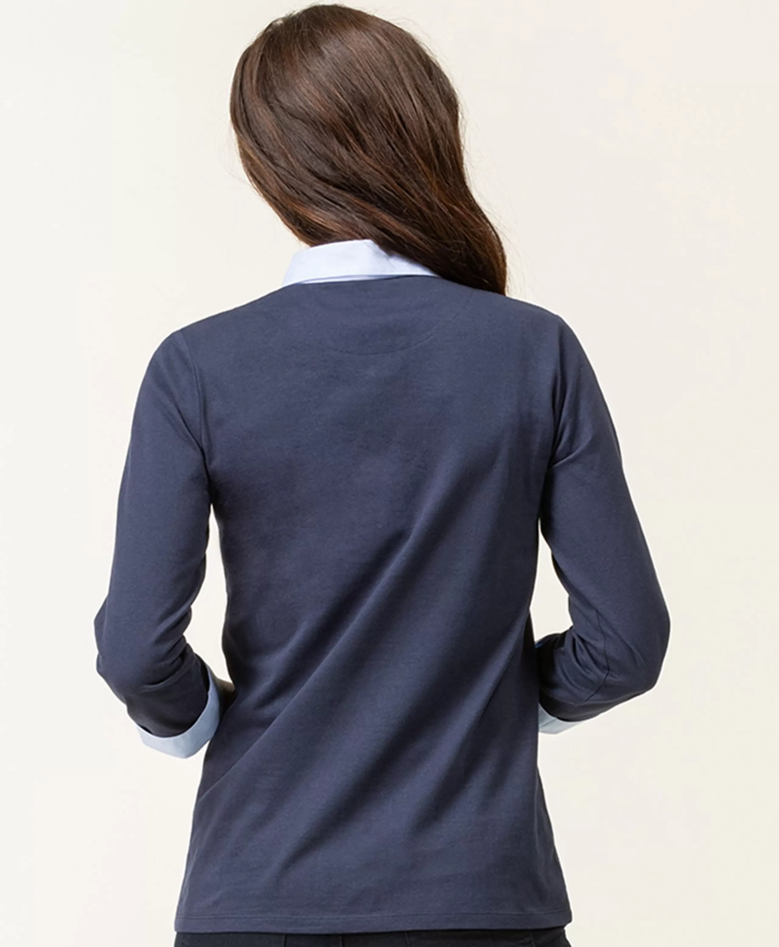 POLO M3/4 BLEU INDIGO OBOLE*Terre de Marins Fashion