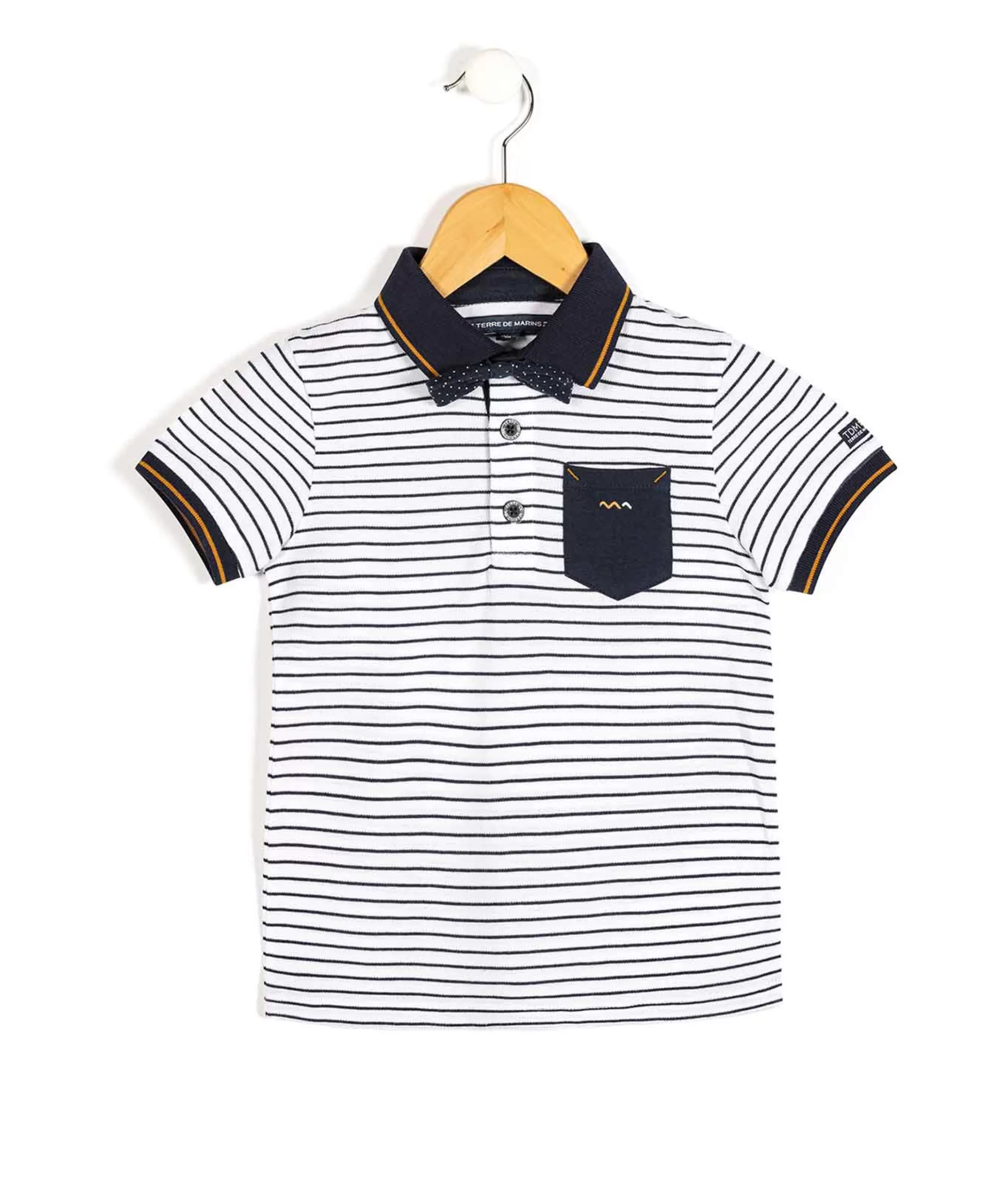 POLO MC FOND BLANC RAYE BLEU CARNO*Terre de Marins Hot