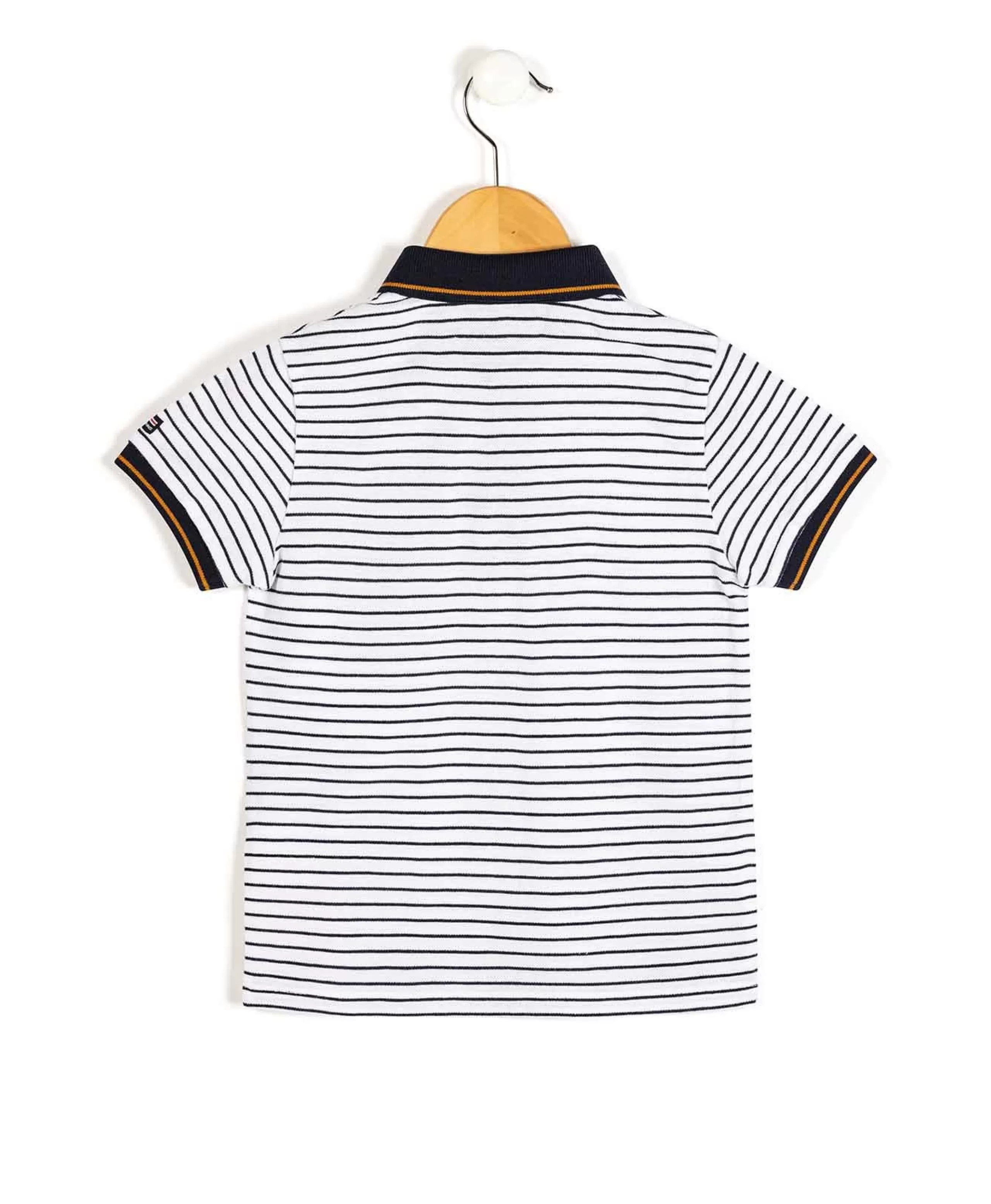POLO MC FOND BLANC RAYE BLEU CARNO*Terre de Marins Hot