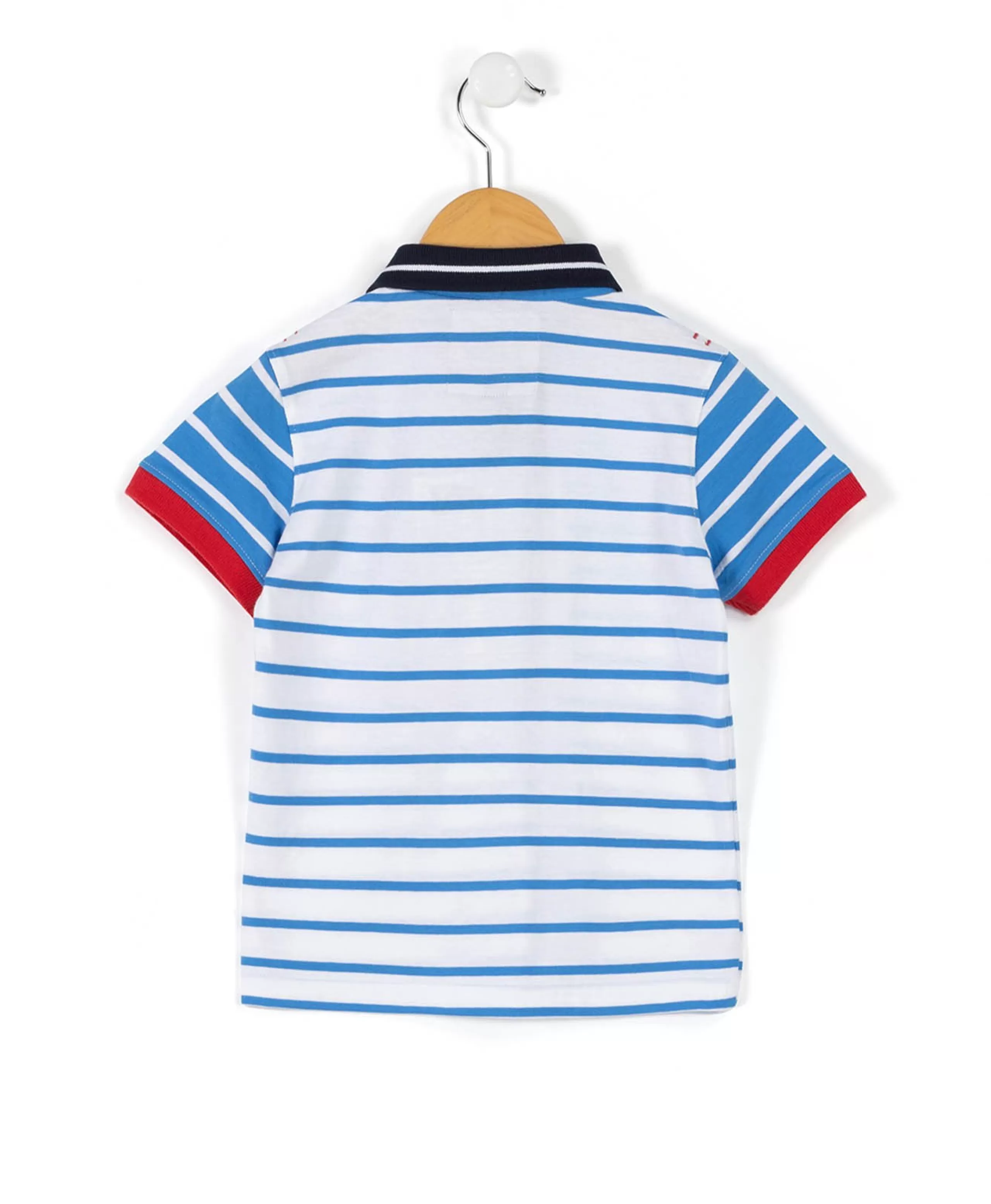 POLO MC FOND BLANC RAYE BLEU CIRAYE*Terre de Marins Hot