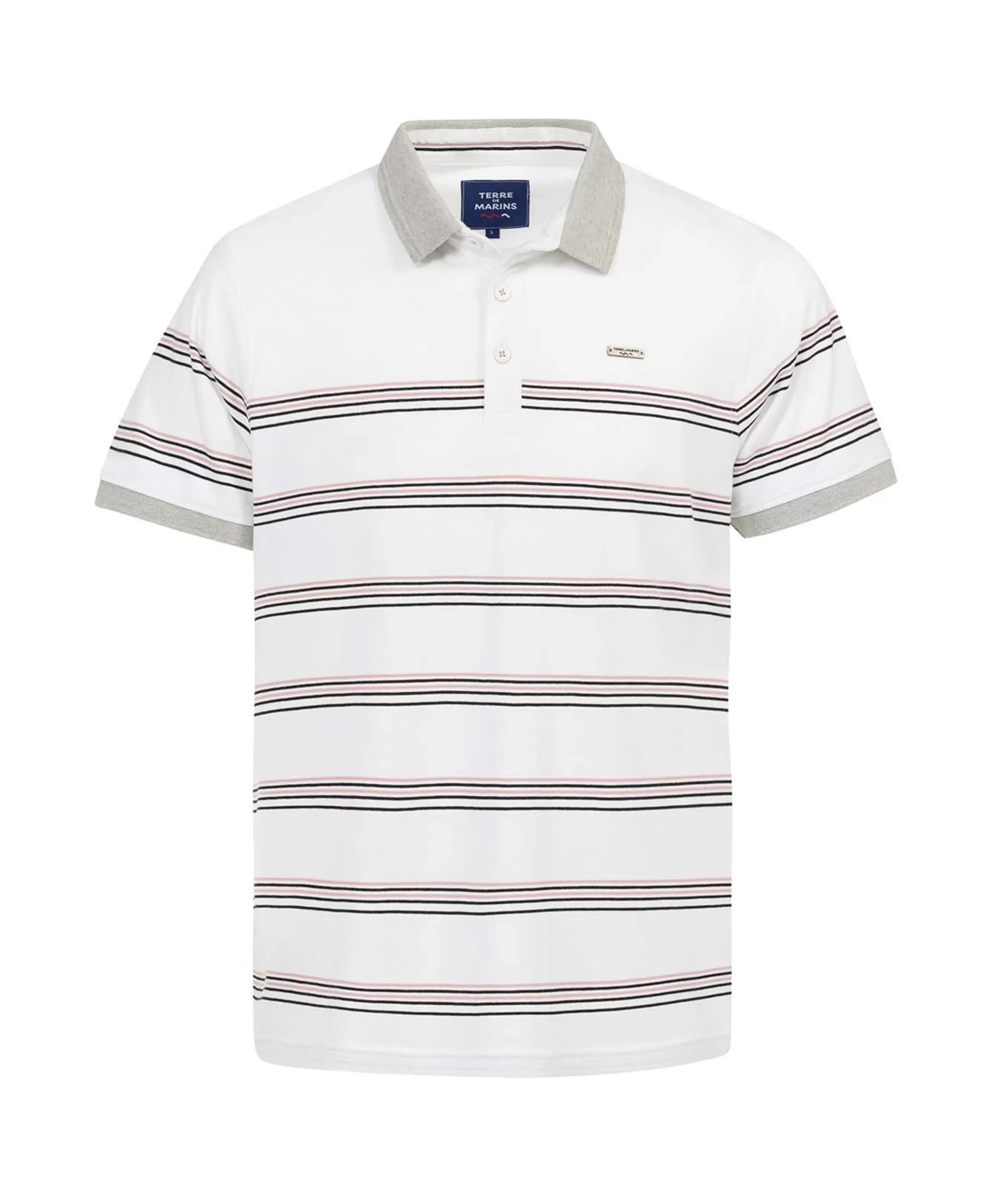 POLO MC RAYE FOND BLANC CEPLA*Terre de Marins Flash Sale