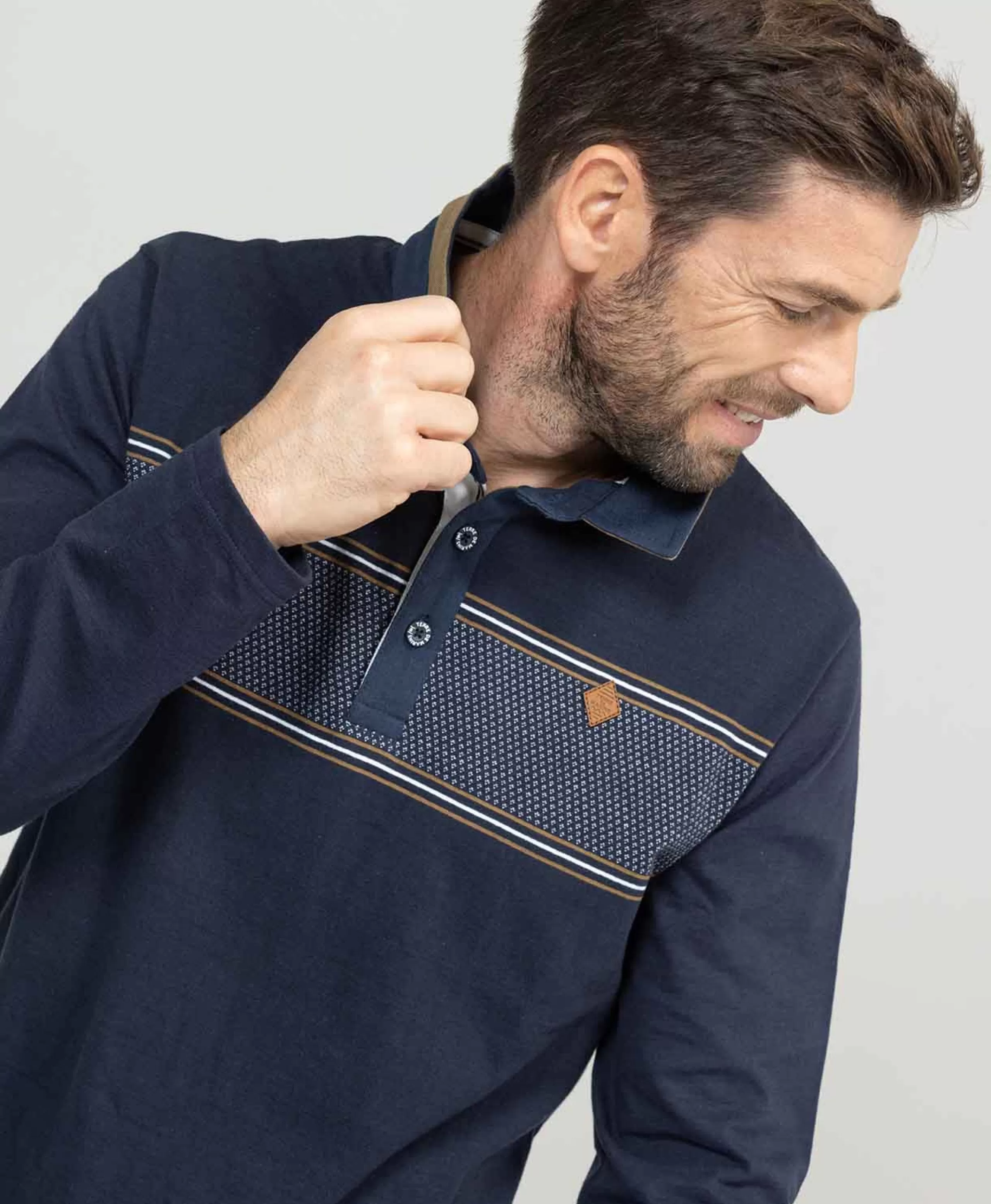 POLO ML INDIGO DERAN*Terre de Marins Cheap