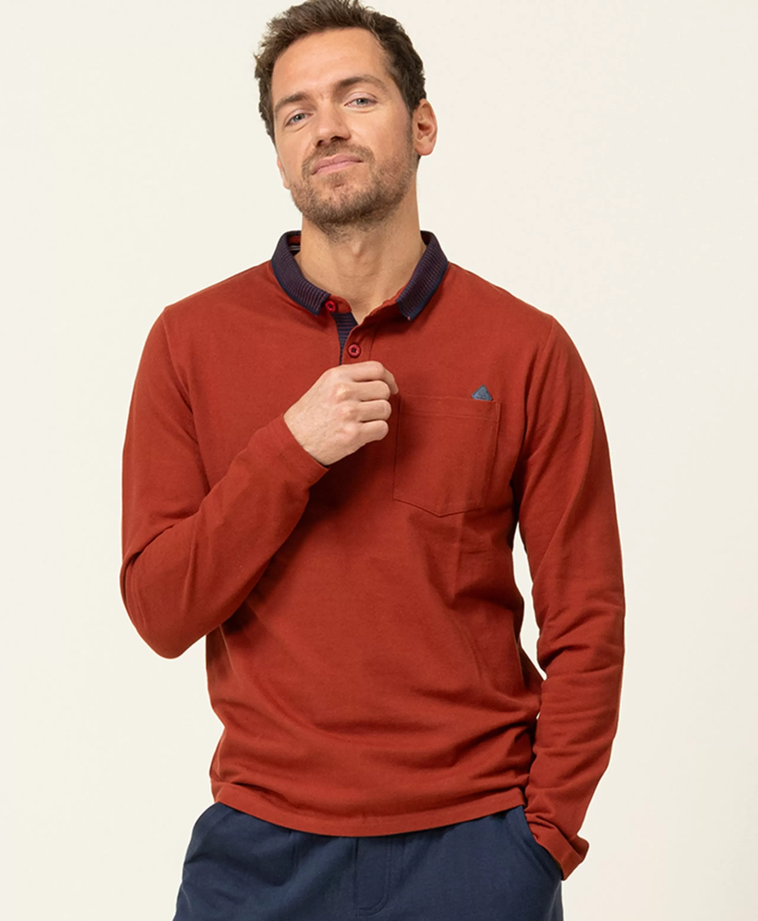 POLO ML ROUILLE FONCE ORAI*Terre de Marins Cheap
