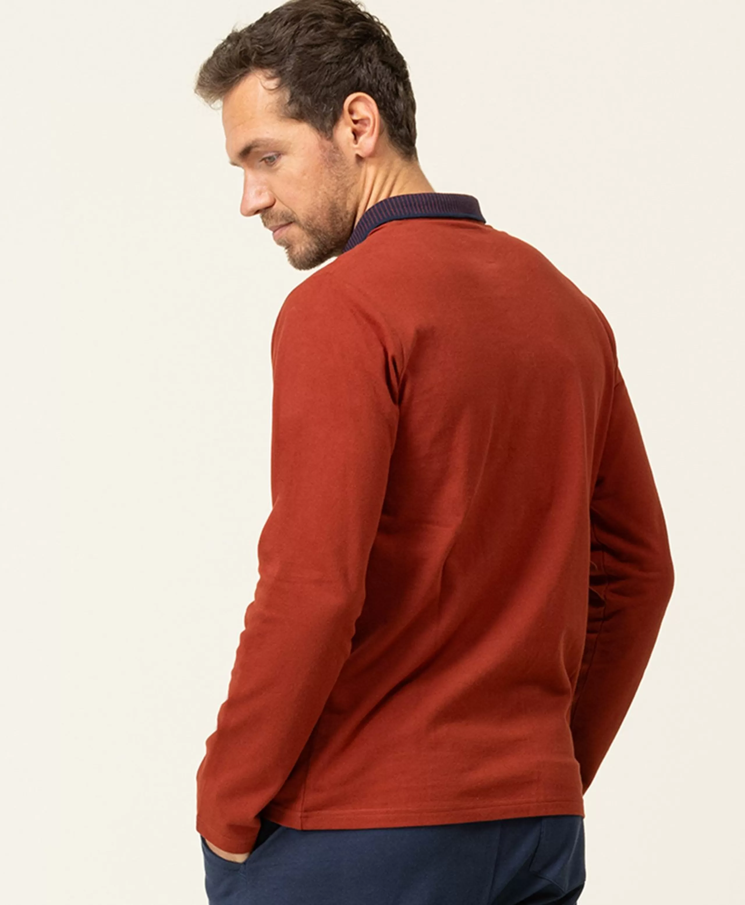 POLO ML ROUILLE FONCE ORAI*Terre de Marins Cheap
