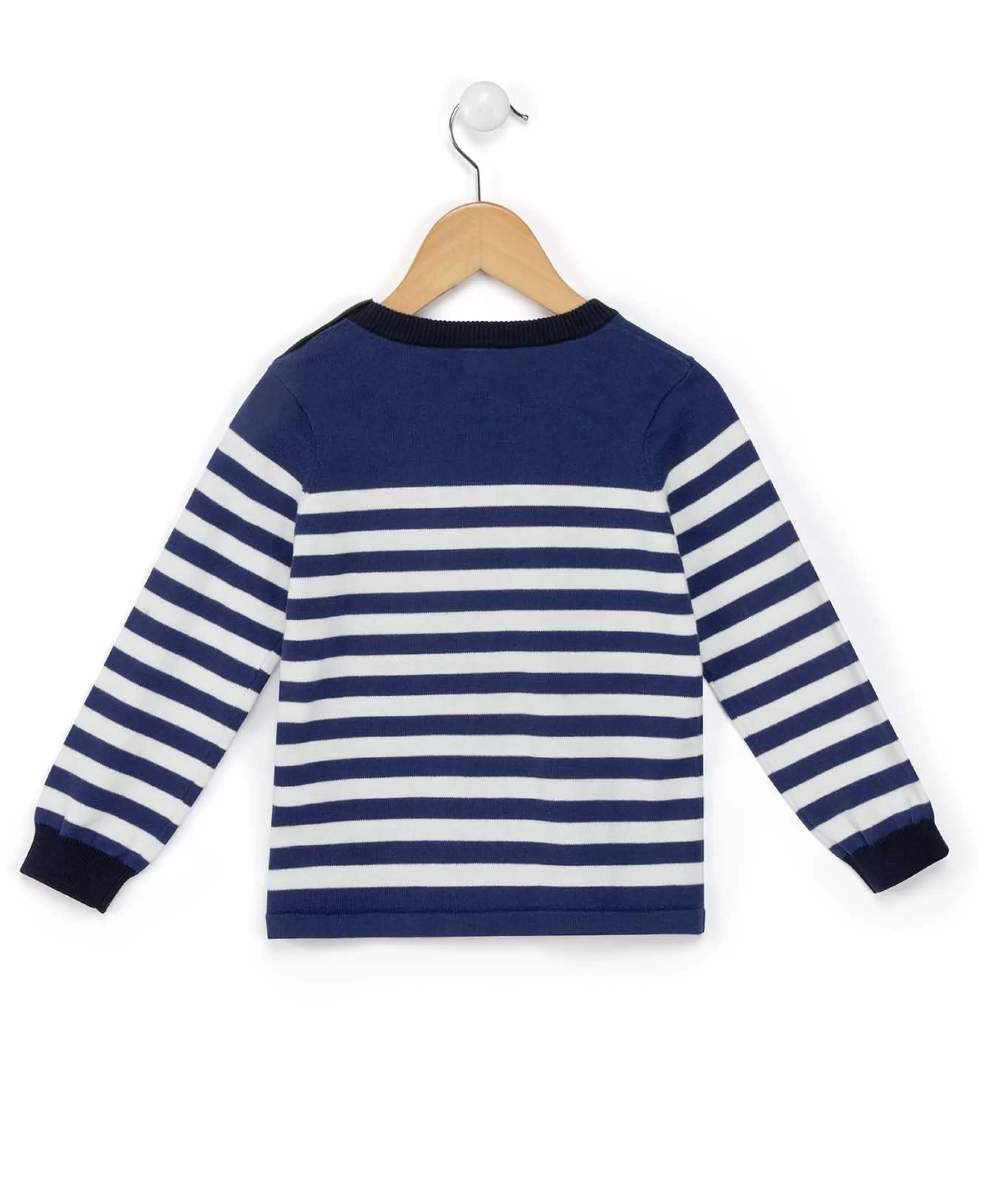 PULL FOND BLEU RAYE BLANC BIENY*Terre de Marins New