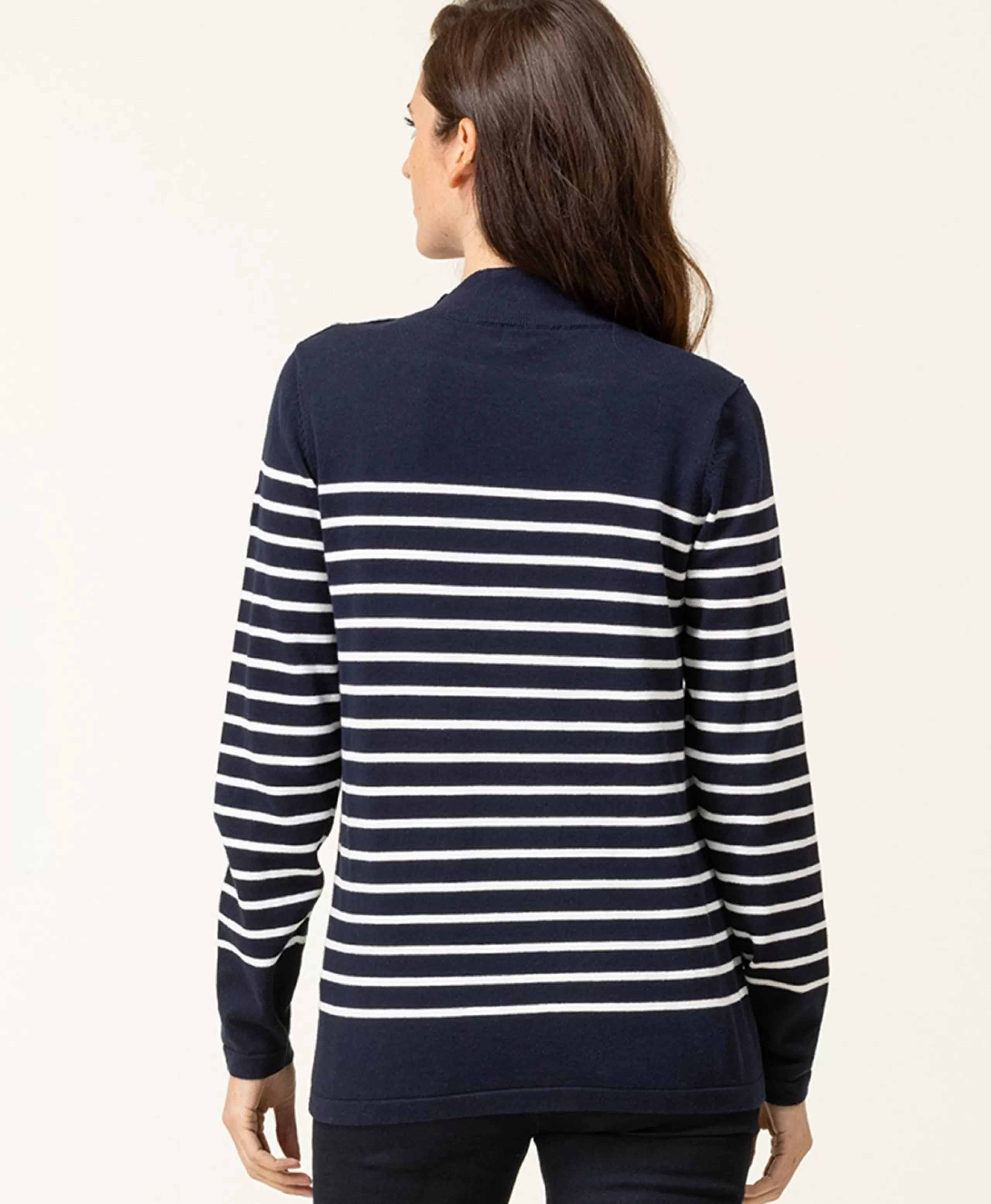 PULL FOND INDIGO RAYE BLANC PRICHA*Terre de Marins Shop