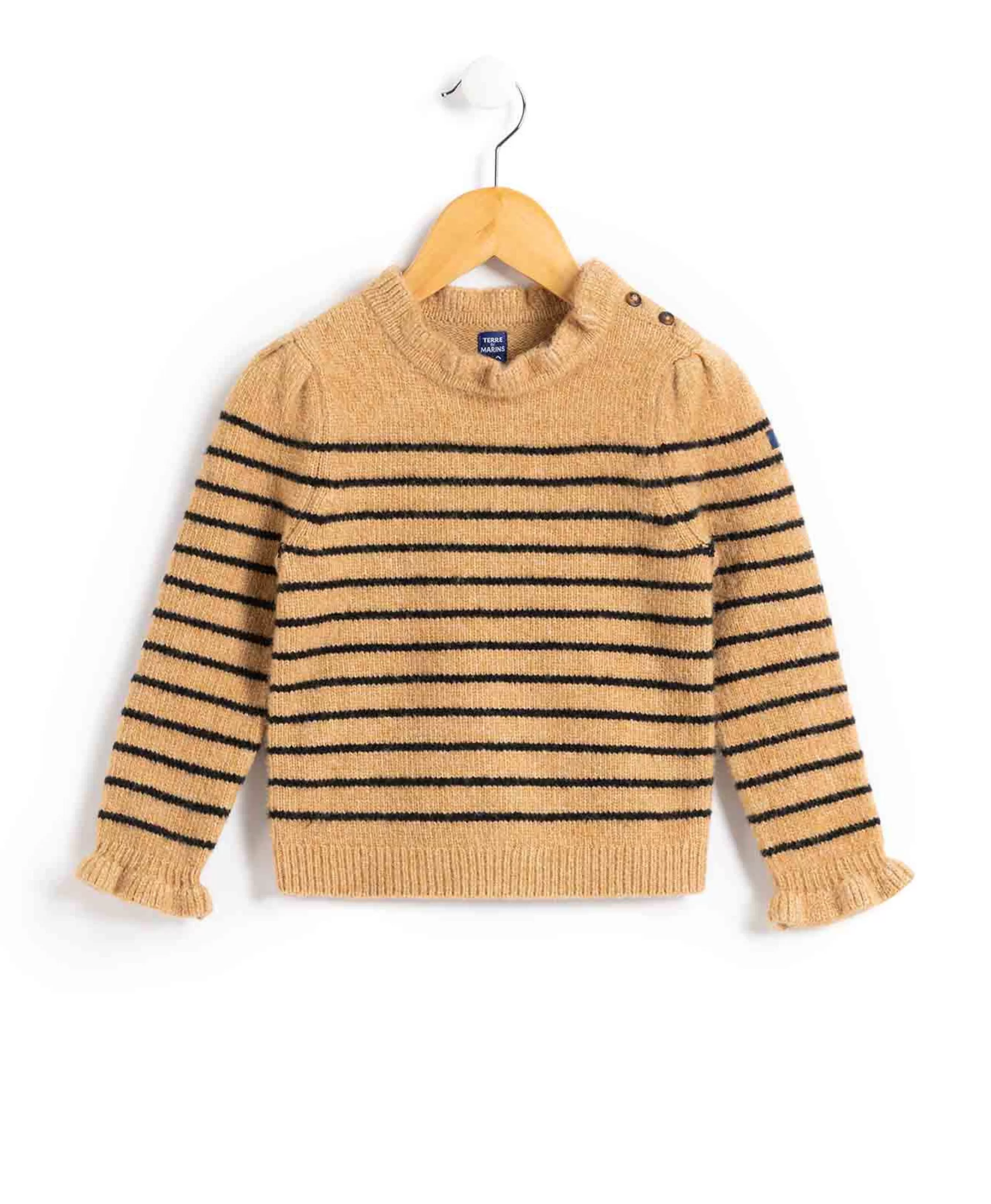 PULL FOND NOISETTE RAYE NOIR KARAMEL*Terre de Marins Cheap