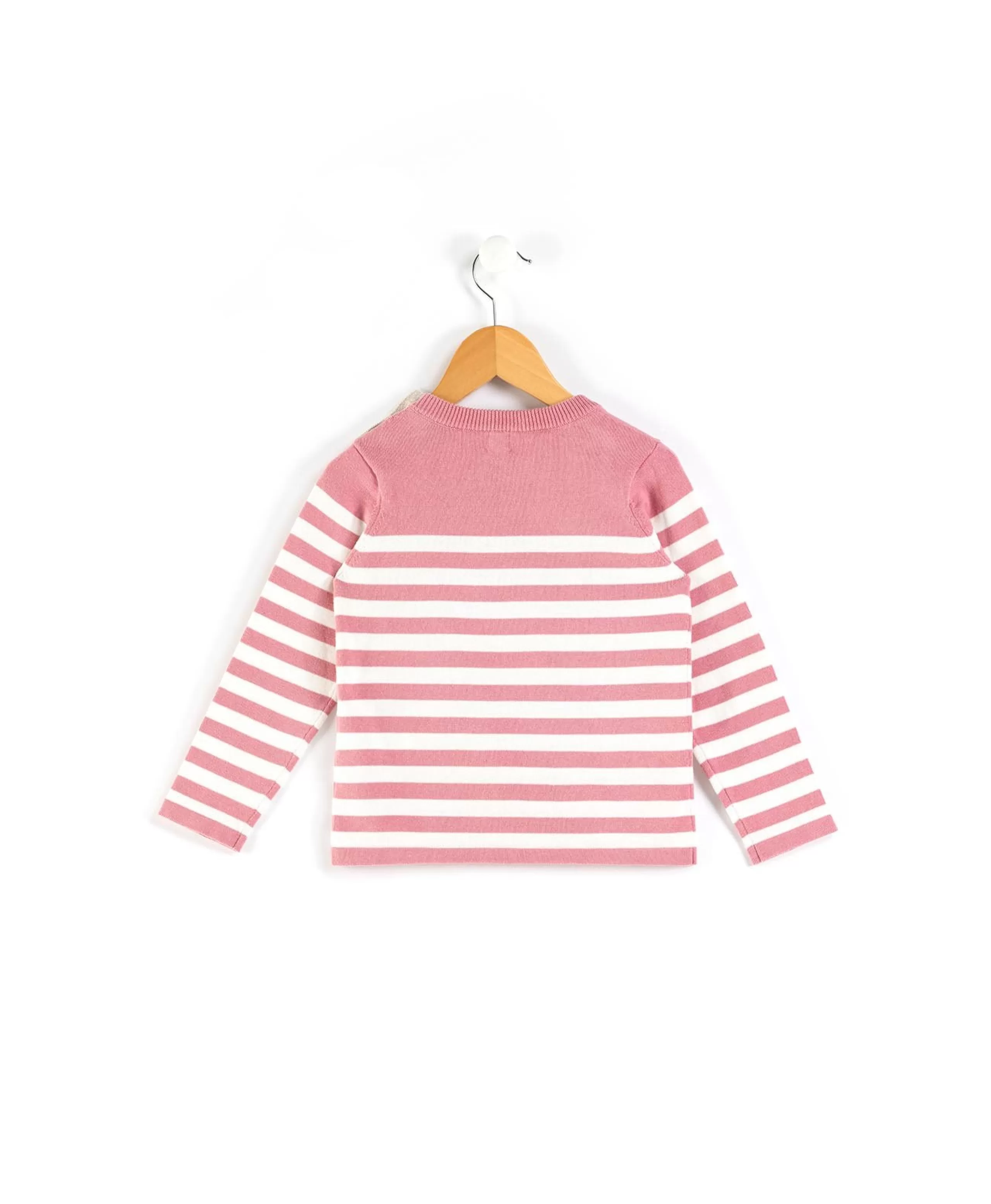 PULL FOND ROSE RAYE BLANC BOLABA*Terre de Marins Discount