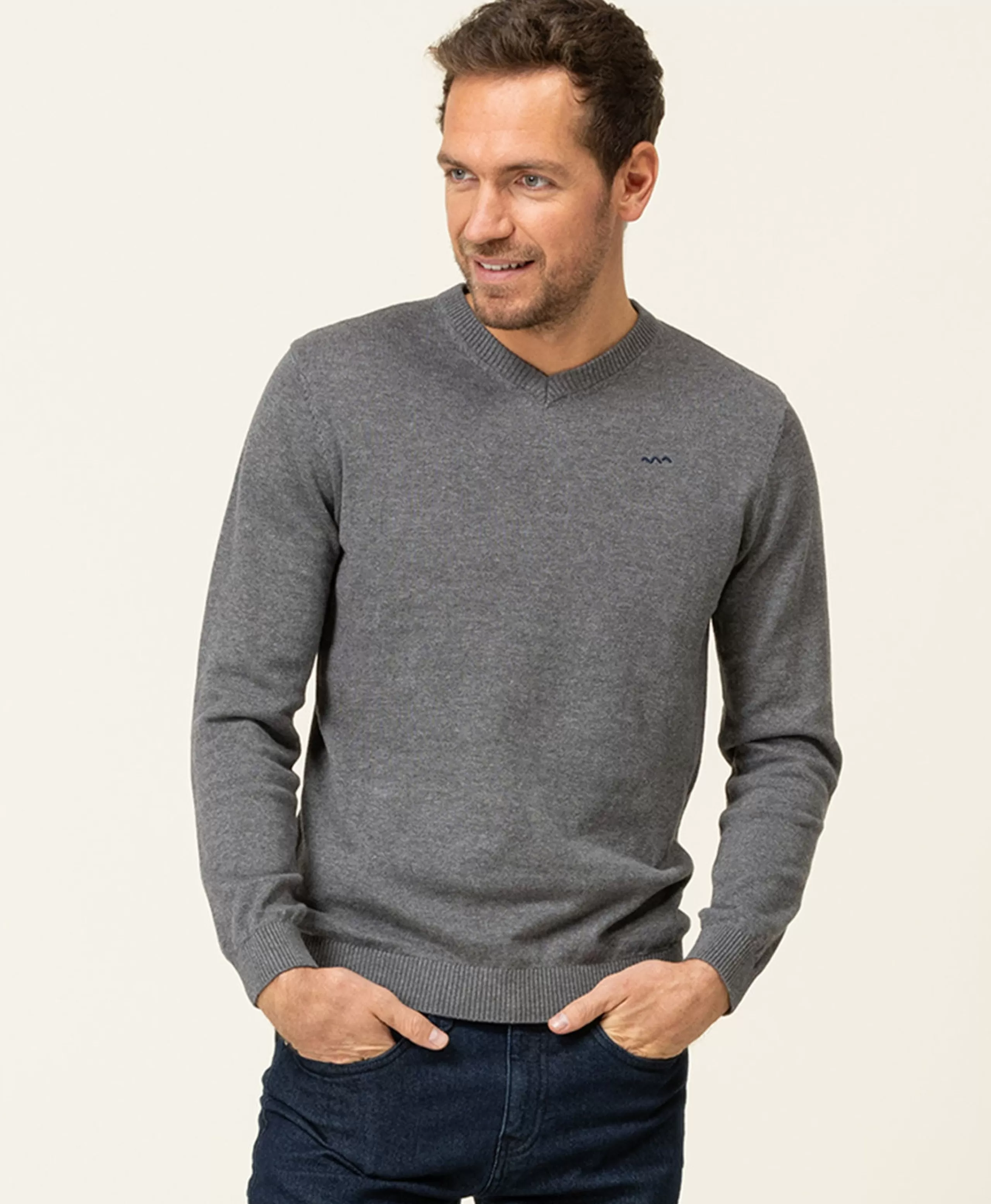 PULL GRIS CHINE FONCE KARIBA*Terre de Marins Flash Sale