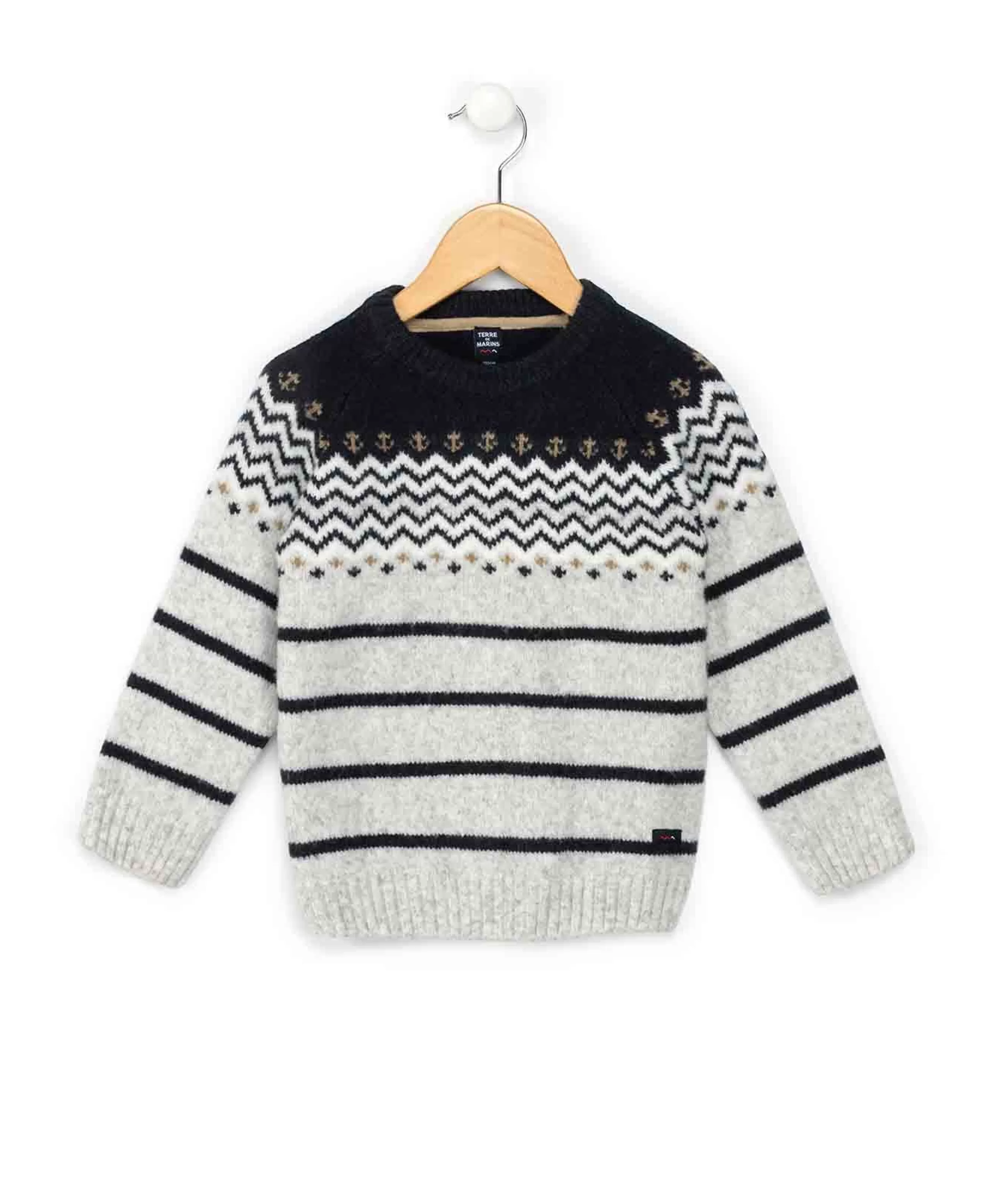 PULL GRIS CHINE PADOK*Terre de Marins Shop